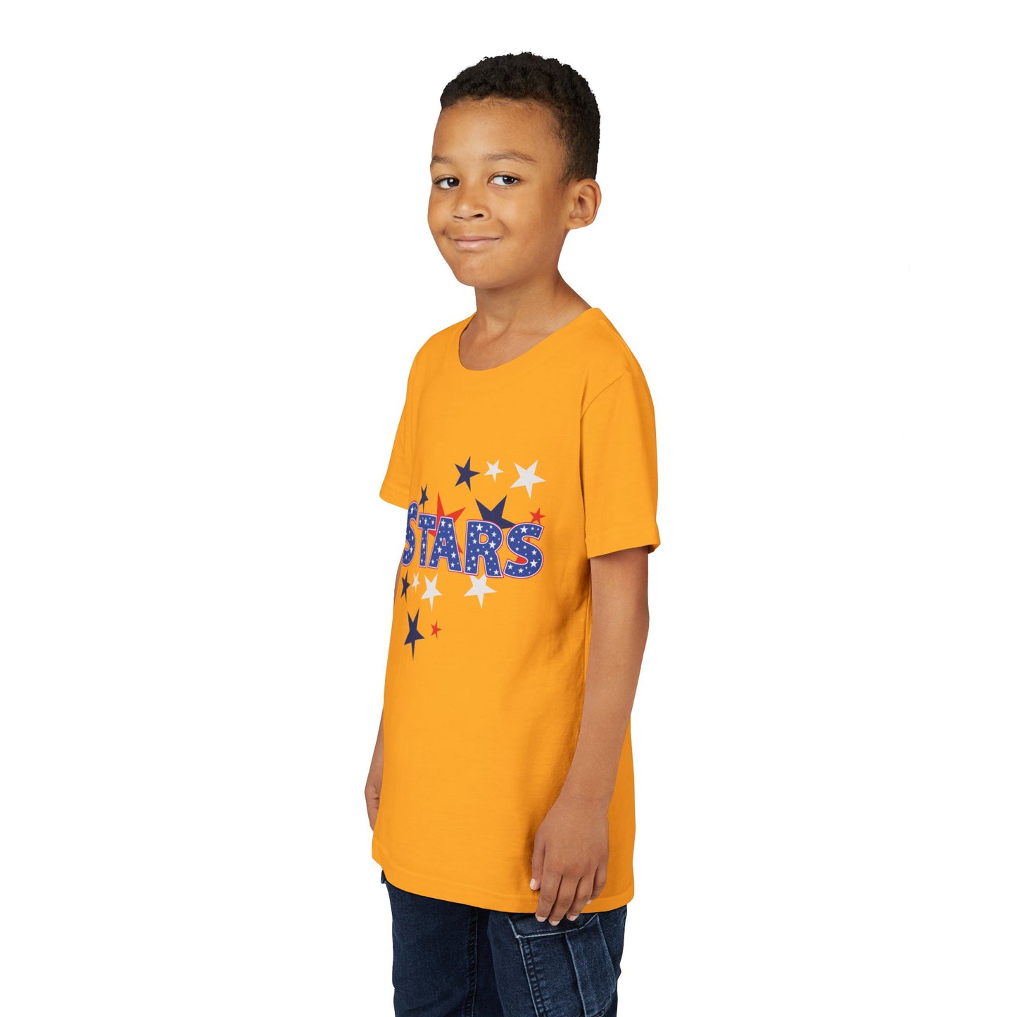 4th July -Youth Stars Tee - Patriotic Red White Blue Kids Shirt