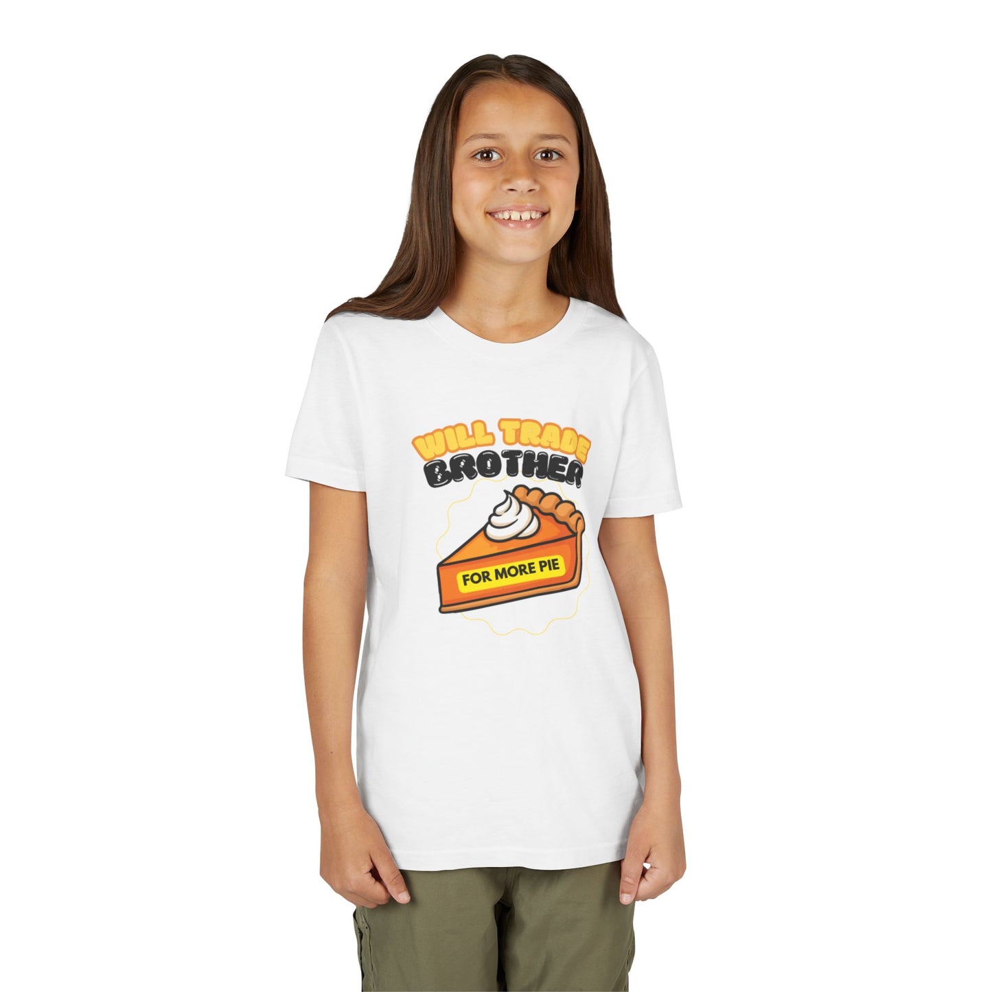 Youth Tee — "Will Trade Brother For More Pie" Thanksgiving Kids T-Shirt