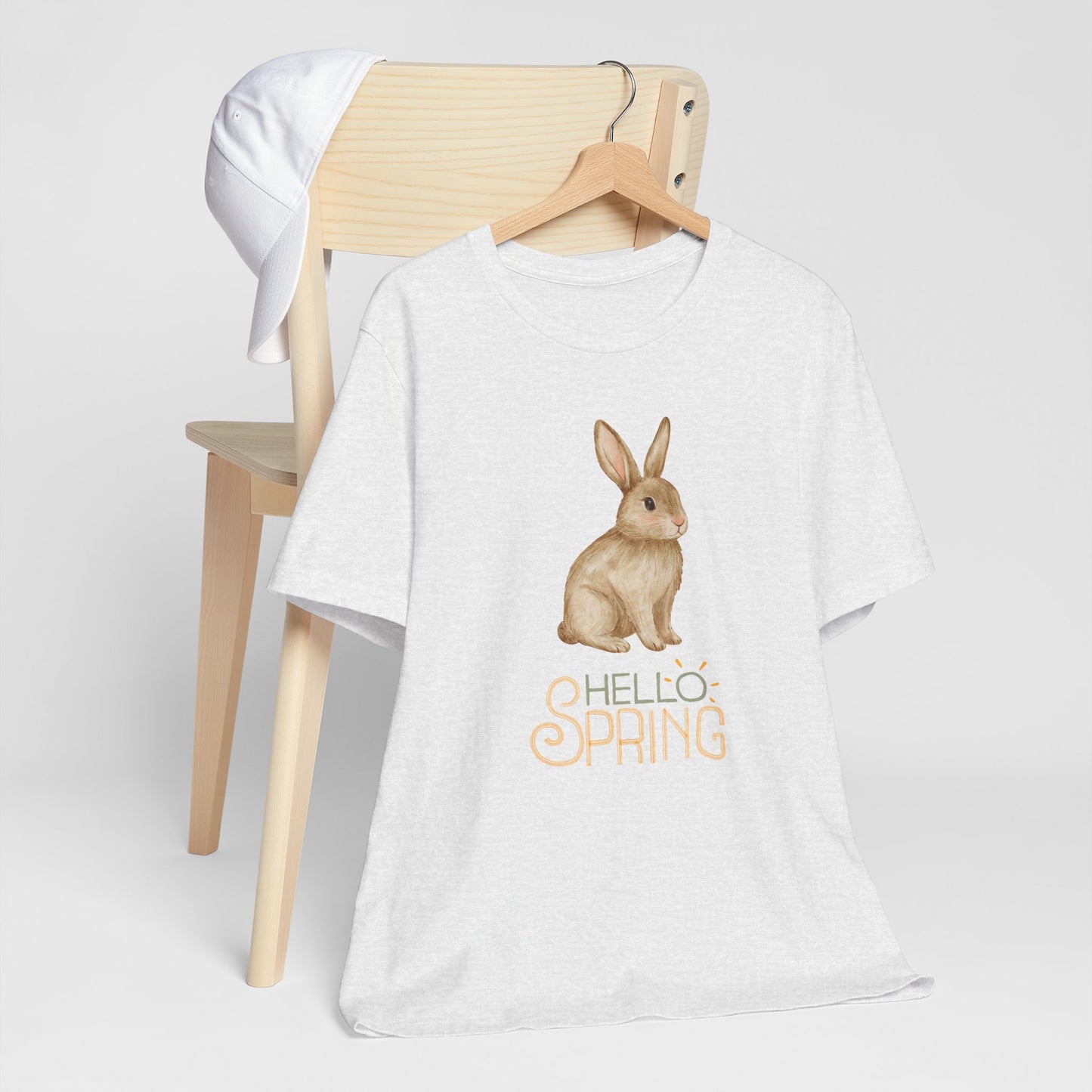 Hello Spring Bunny T-Shirt — Cute Watercolor Rabbit Spring Tee