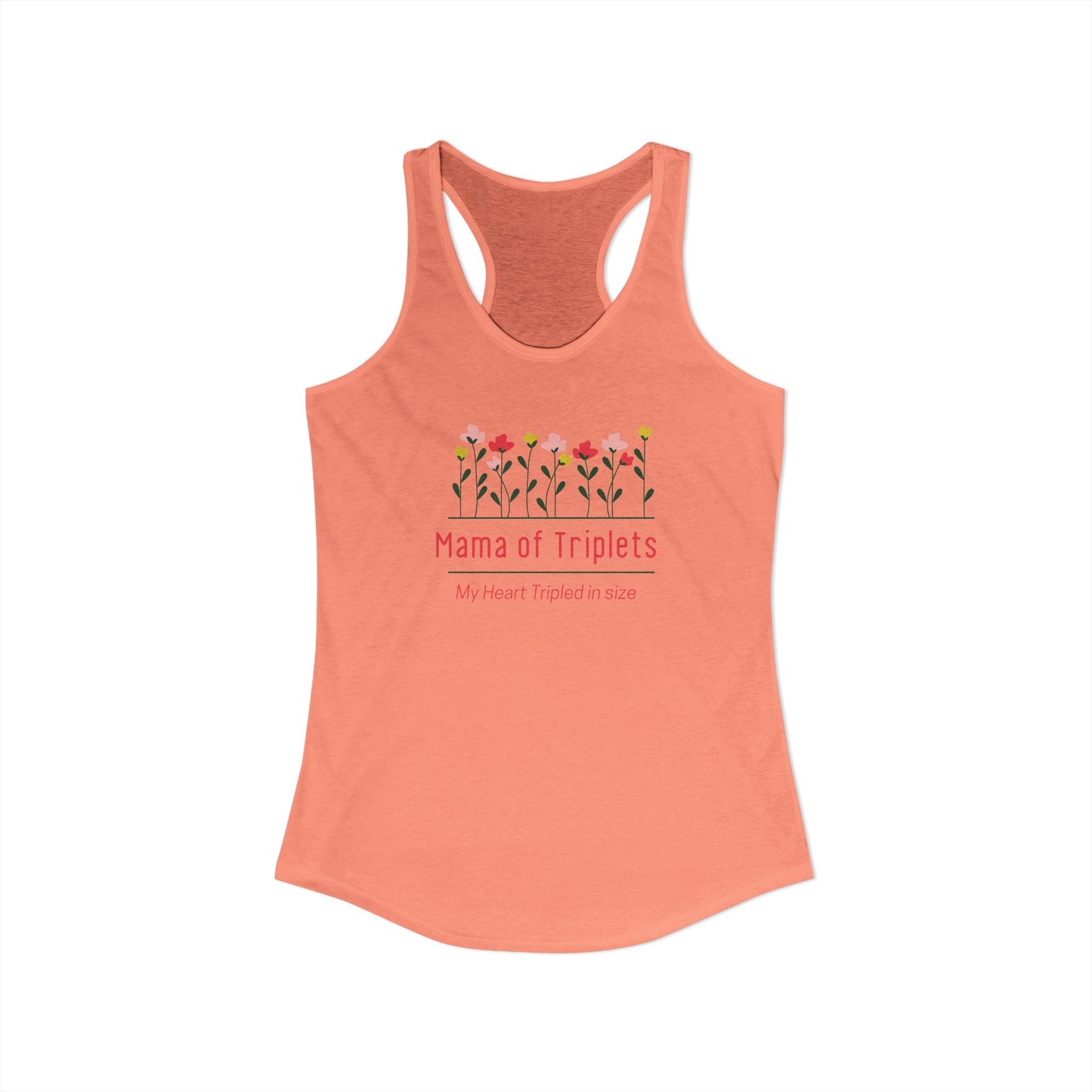 Mama of Triplets- Floral Racerback Tank