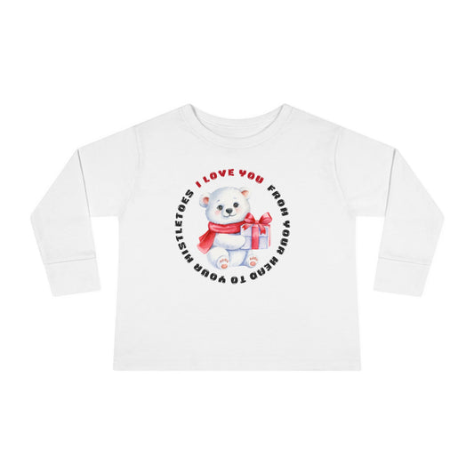 Toddler Long Sleeve Christmas Sweater  — 'I Love You from your head to your mistletoes' Polar Bear with Gift Decal