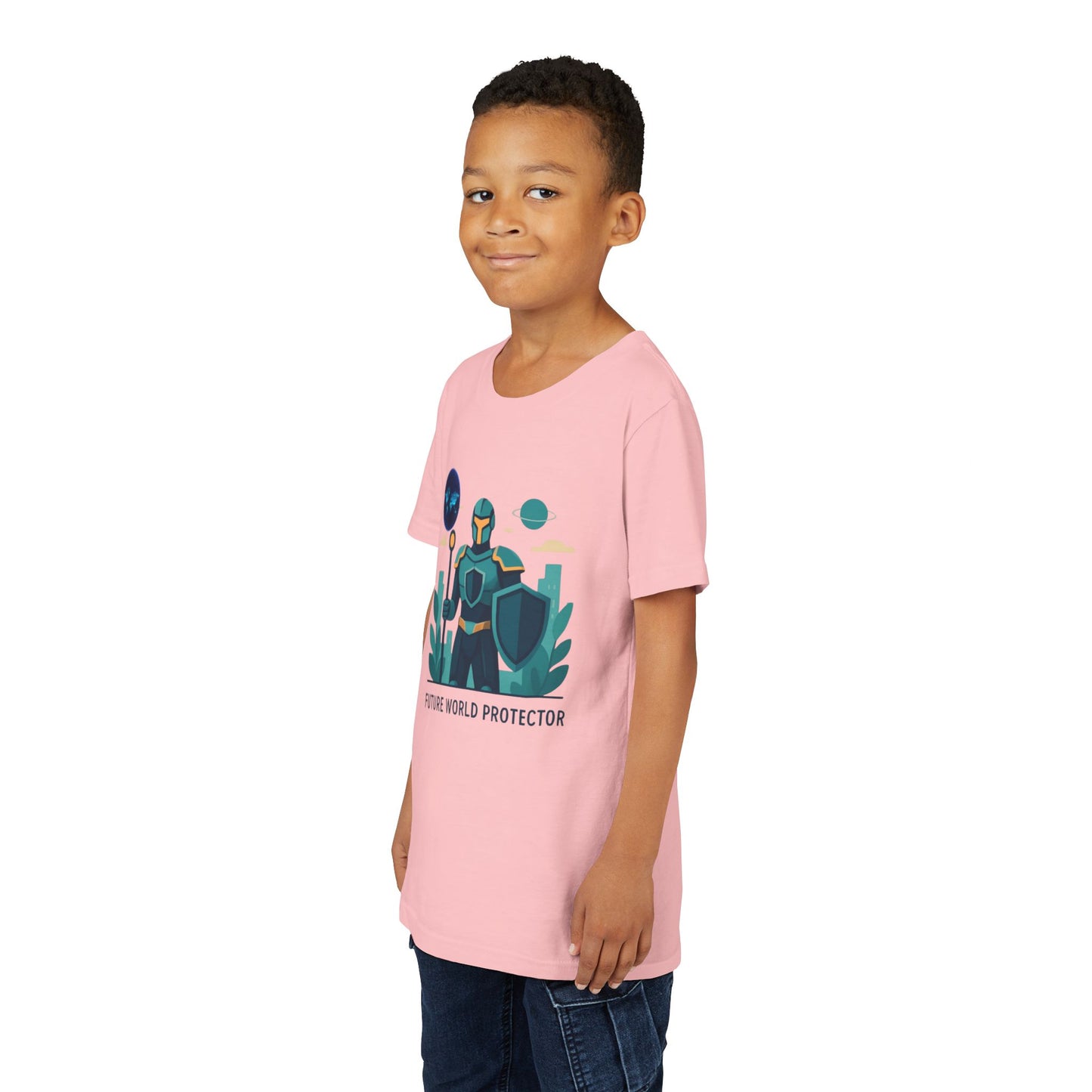 Youth Tee — "Future World Protector" Space Knight Graphic Shirt