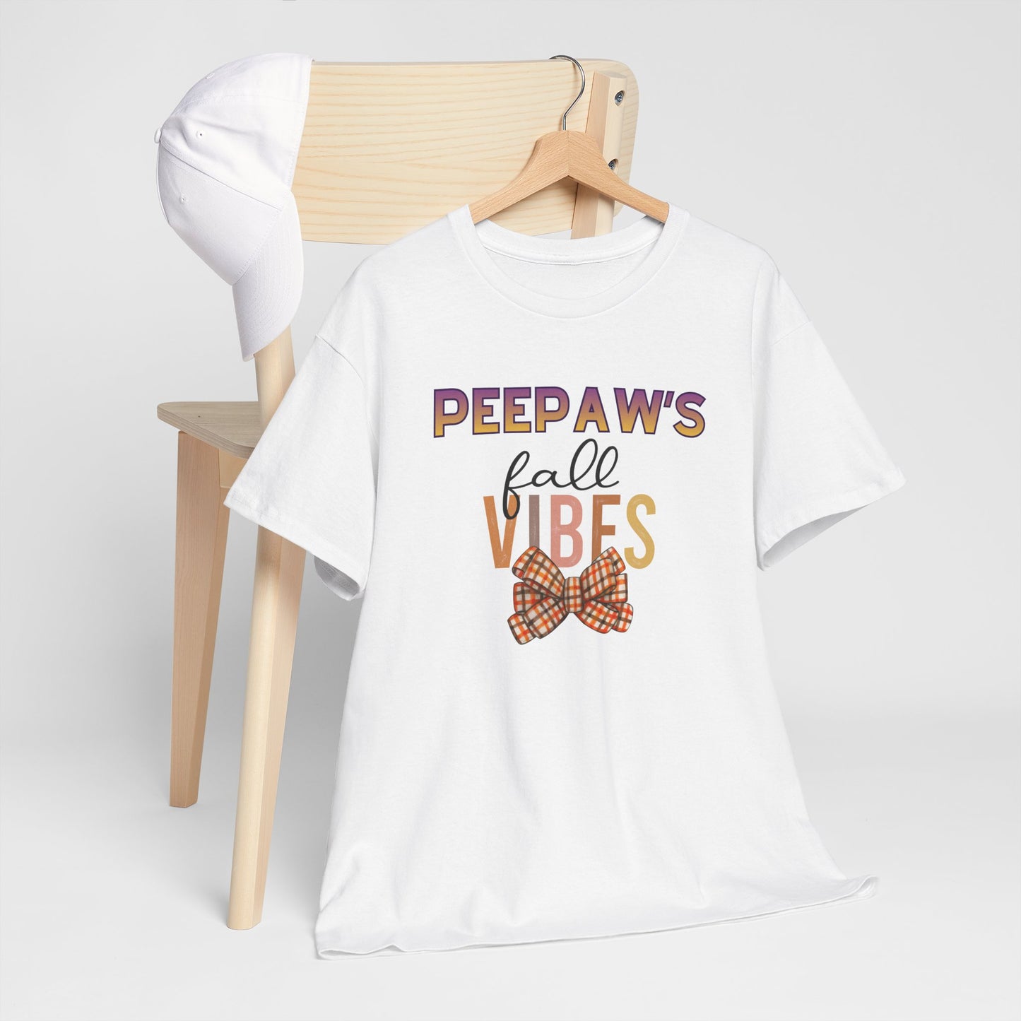 Pepaw's Fall Vibes T-Shirt — Grandpa Autumn Plaid Bow Tee