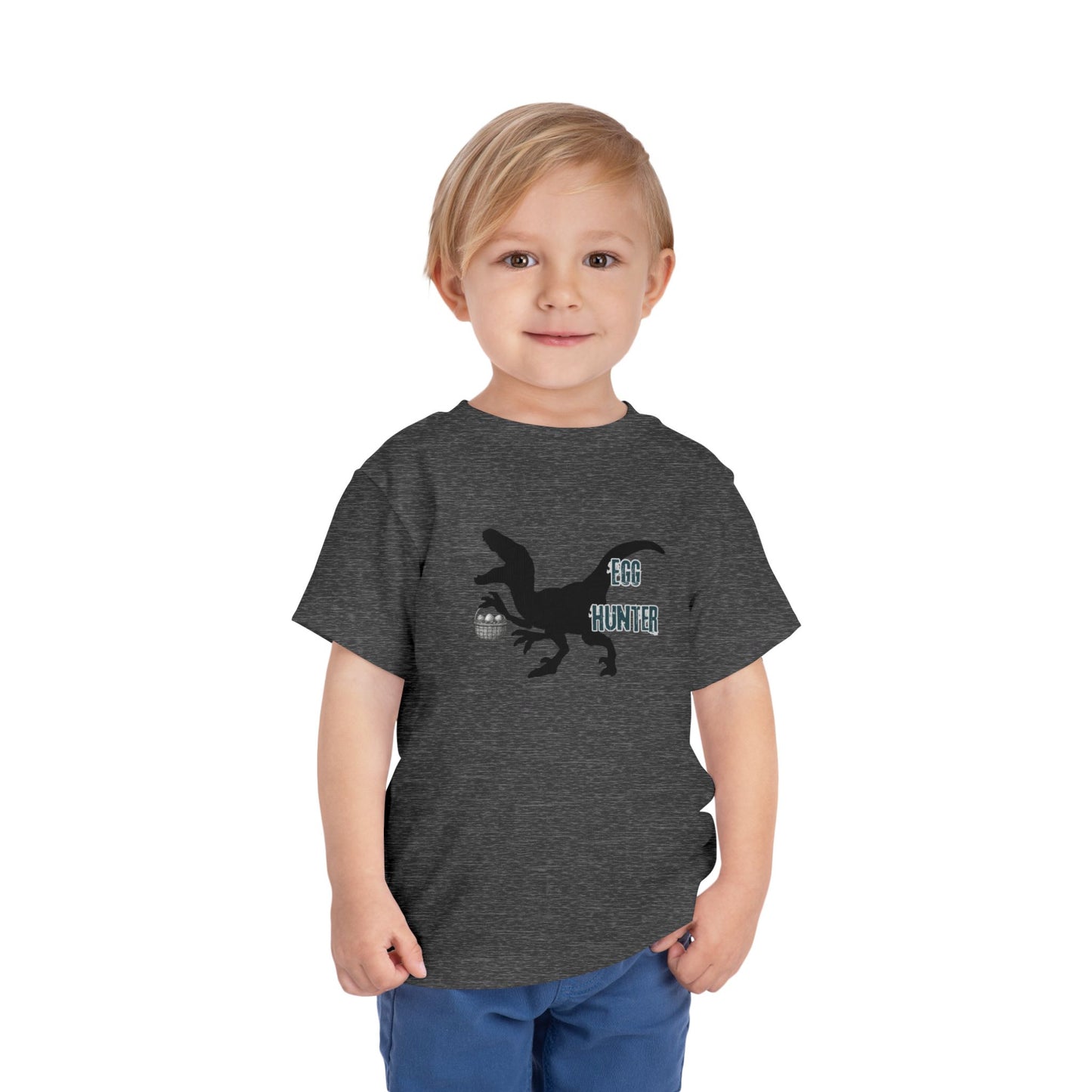 kids 2-5 years Tee — "Egg Hunter" Dinosaur Easter Shirt