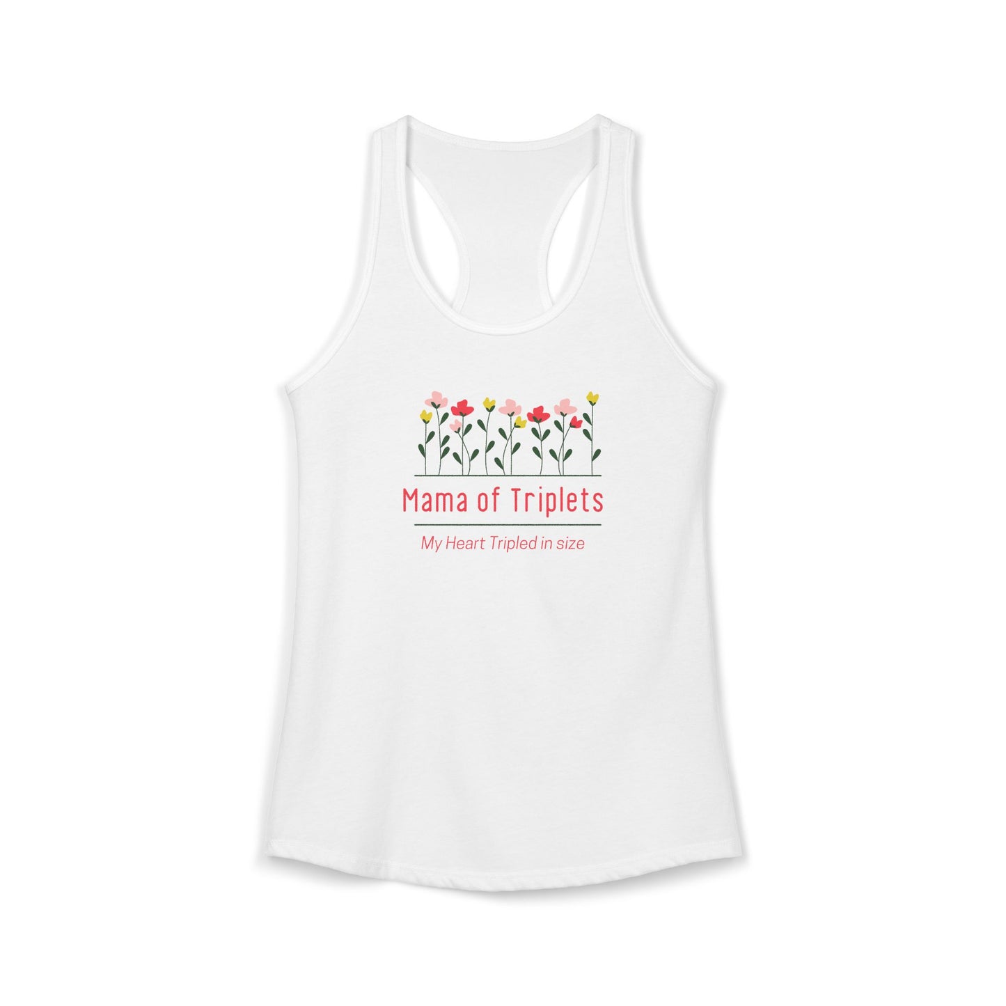 Mama of Triplets- Floral Racerback Tank