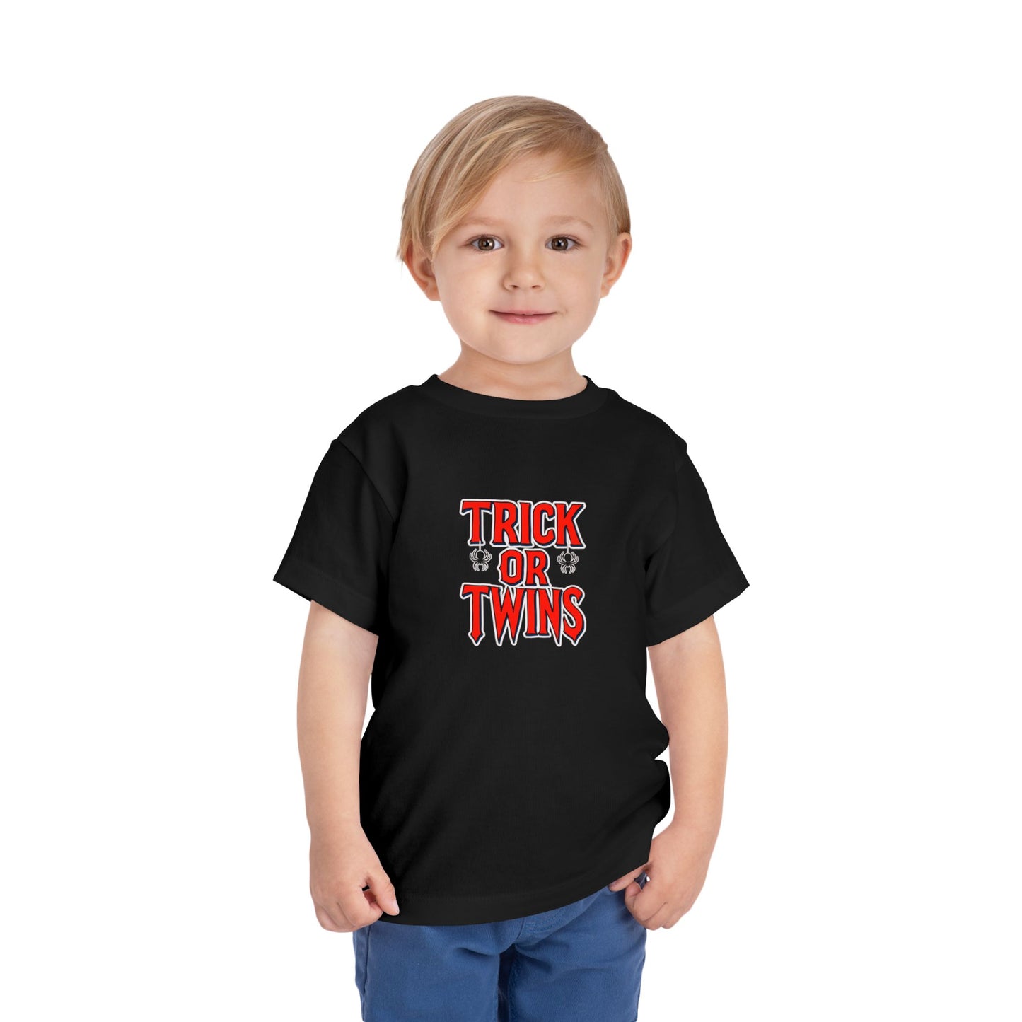 Toddler Twin Matching — "Trick or Twins" Halloween Spiderman Twin Kids Shirt (2 to 5 years)
