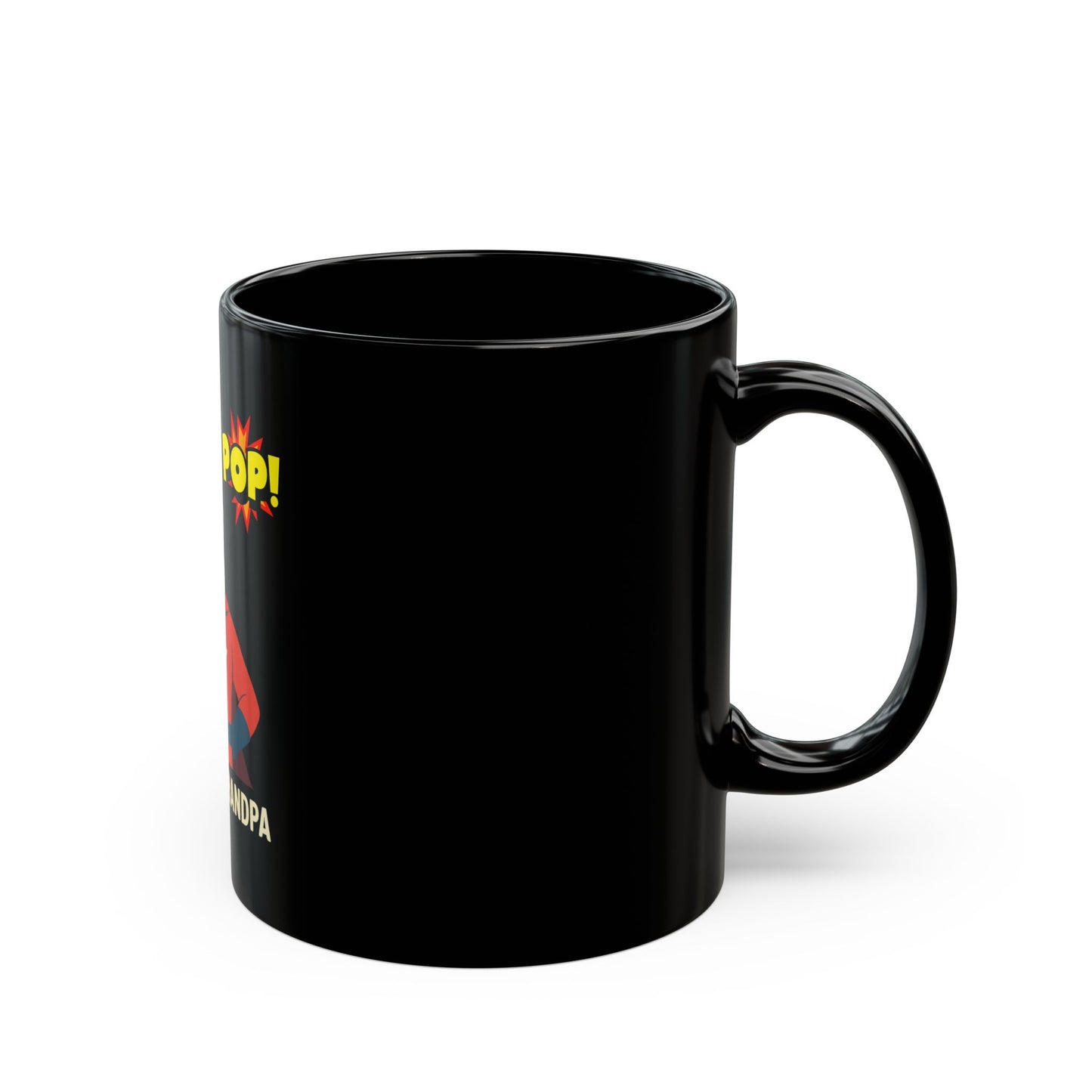 Captain Grandpa Black Mug – "Pop! Pop!" Superhero Grandpa Coffee Cup (11oz/15oz)