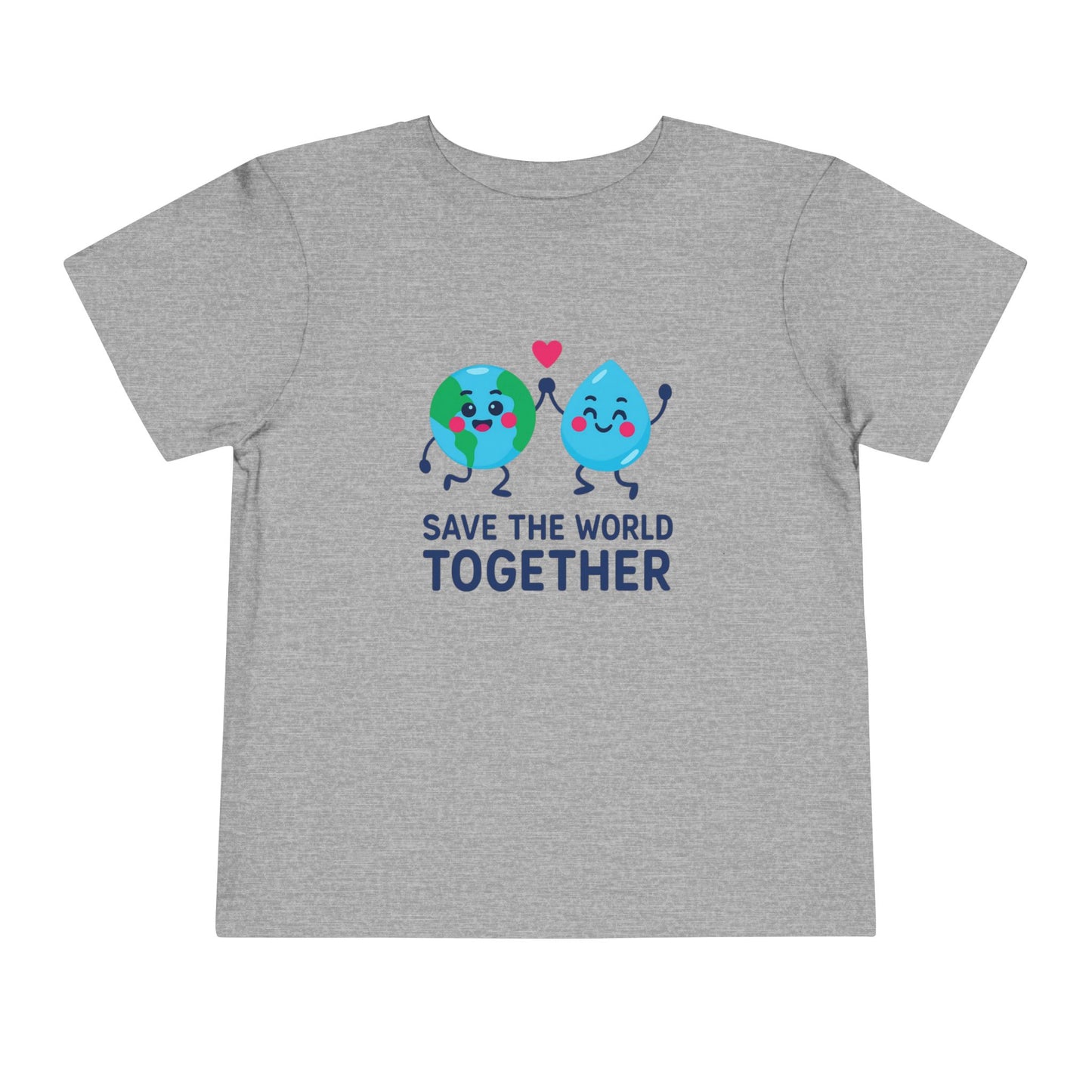 Toddler Tee — "Save the World Together" Earth & Water Cute Eco Kids Shirt