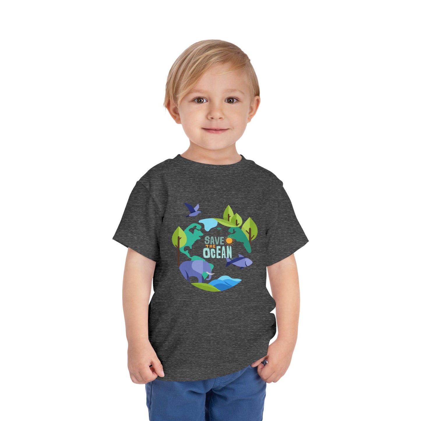 Toddler Tee - "Save the Ocean" Eco Wildlife Graphic