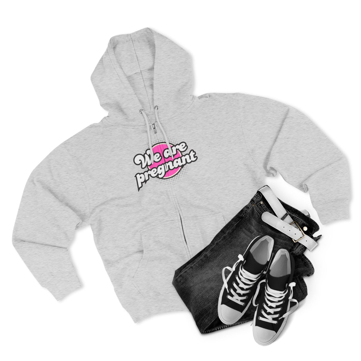 We Are Pregnant - Pink Unisex Zip Hoodie, Pregnancy Gift, Maternity Style, Expecting Parent Apparel, Baby Announcement Clothing