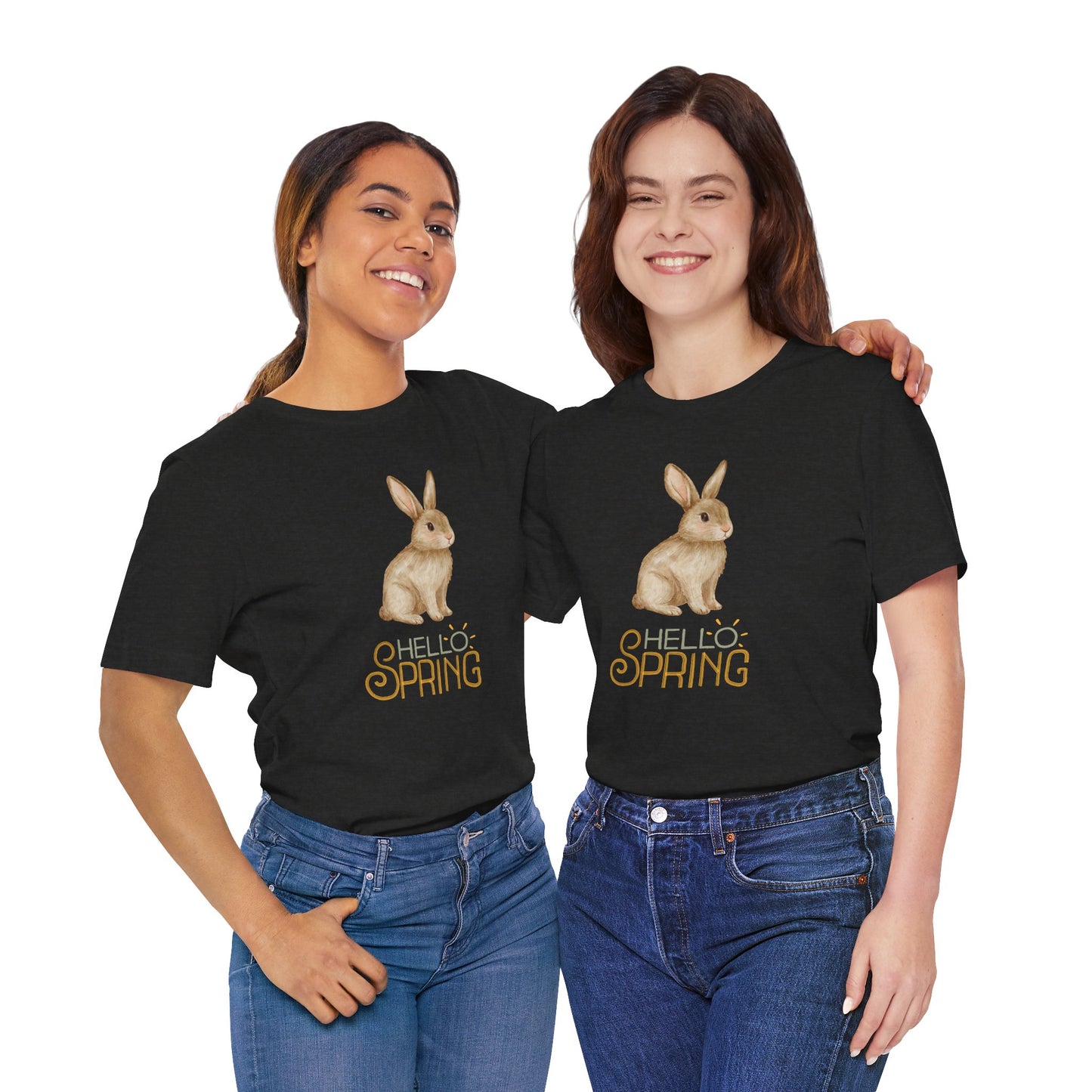 Hello Spring Bunny T-Shirt — Cute Watercolor Rabbit Spring Tee