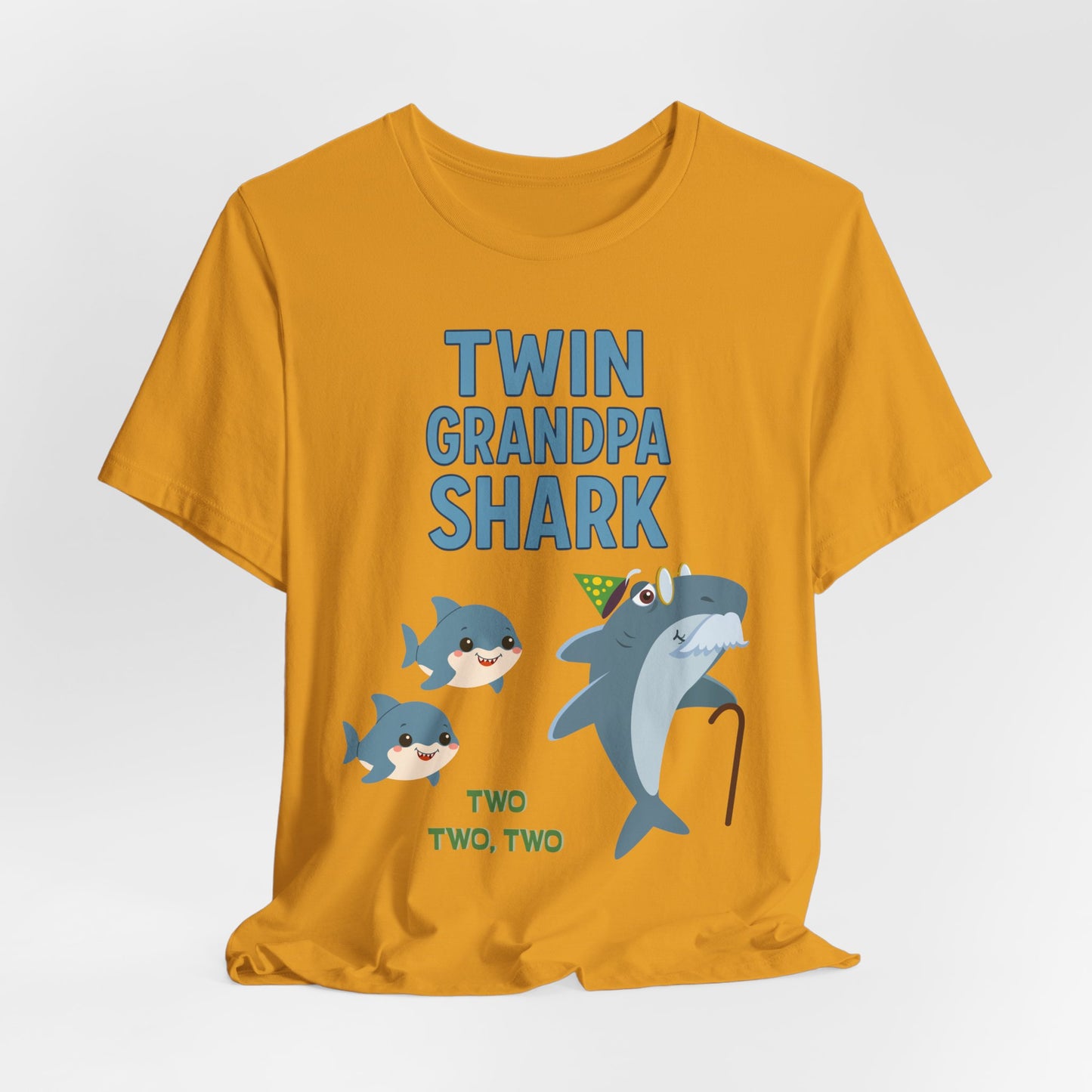 Twin Grandpa Shark T‑Shirt – Cute Grandpa & Twin Grandkids Family Tee