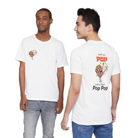 Twin Grandpa T-Shirt — "Ain't No Pop Like a Twin Pop Pop" Vintage Popcorn front and back designs