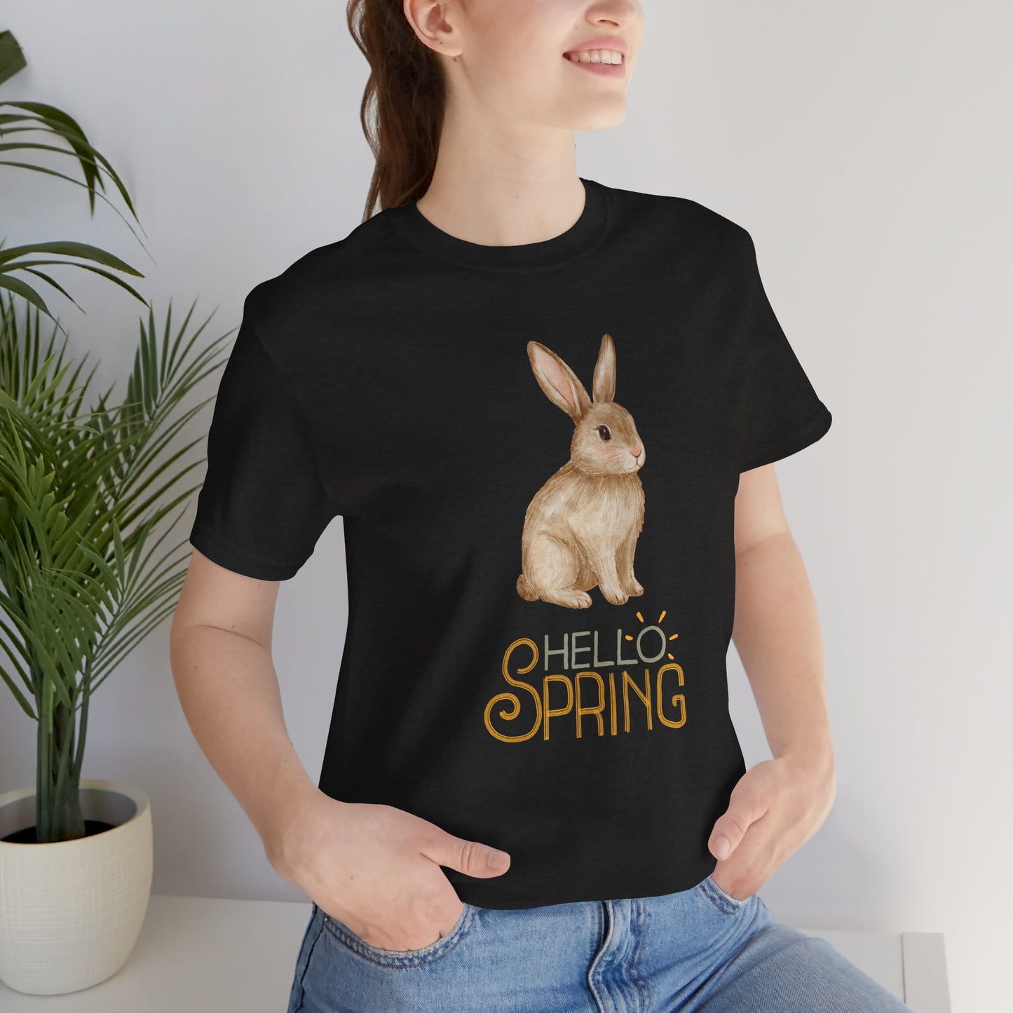 Hello Spring Bunny T-Shirt — Cute Watercolor Rabbit Spring Tee