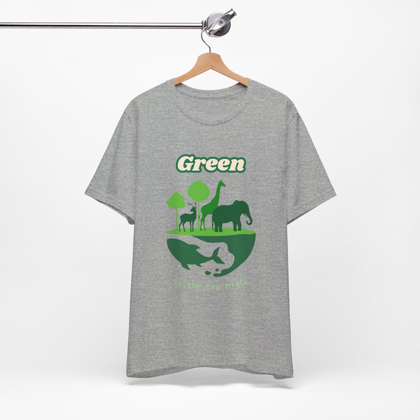 Green Mens Wildlife Conservation T-Shirt — "Green is the New Black" Eco Tee