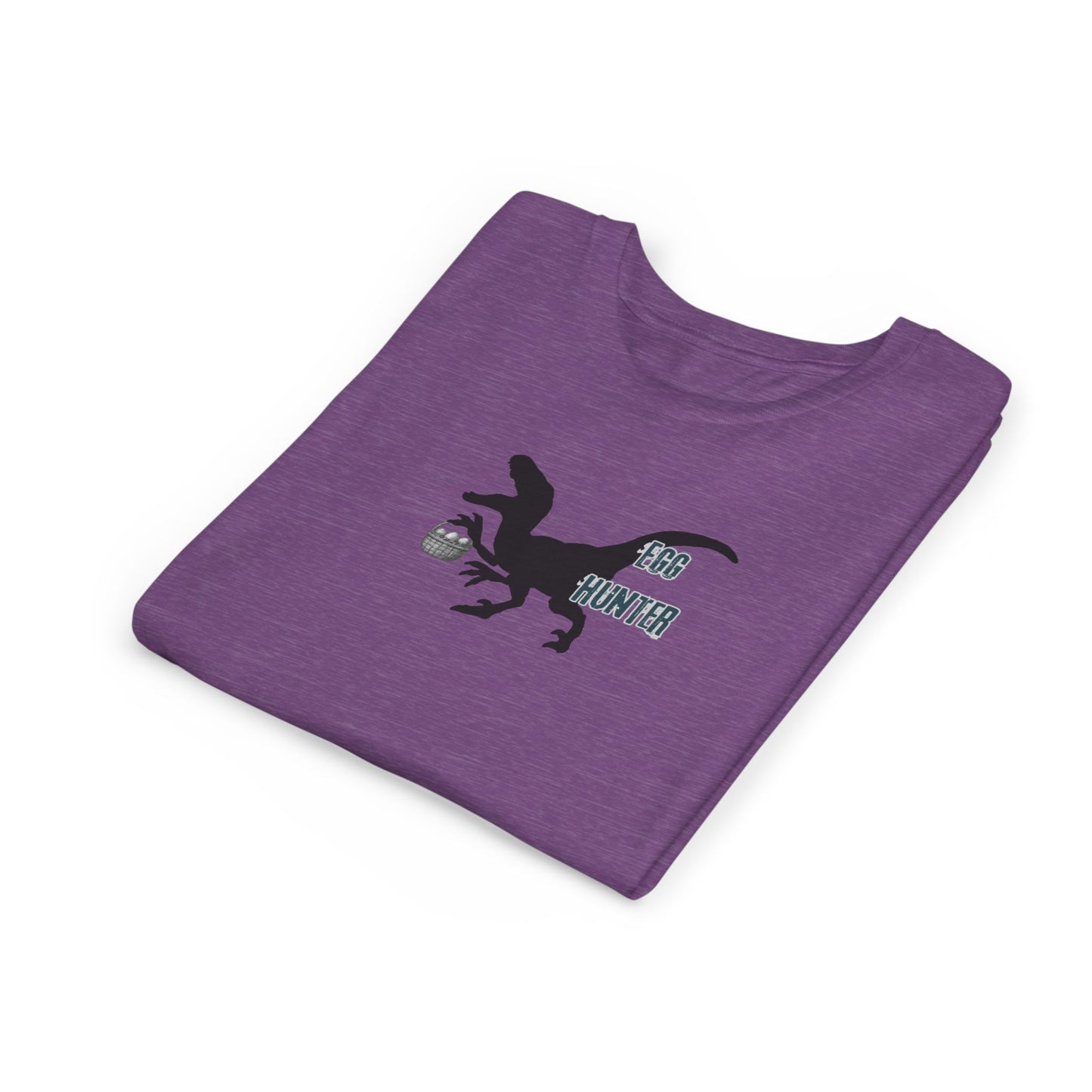 Kids T‑Shirt – 'Egg Hunter' Raptor Dinosaur Easter Tee
