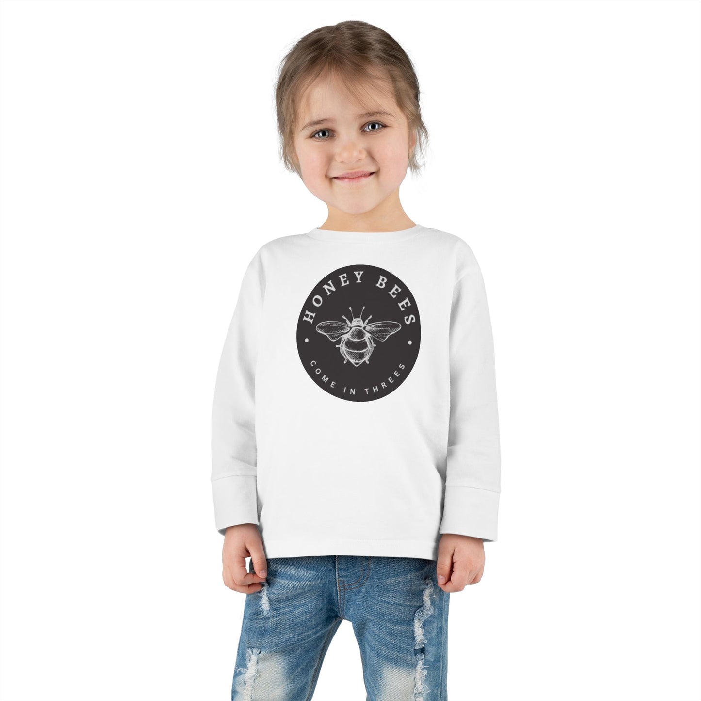 Honey Bees Come in Threes -2 -6 Years Old-Toddler Long Sleeve Tee, Toddler Gifts, Kids Apparel, Triplet Tee, Bee Lover Shirt, Matching Baby Outfit
