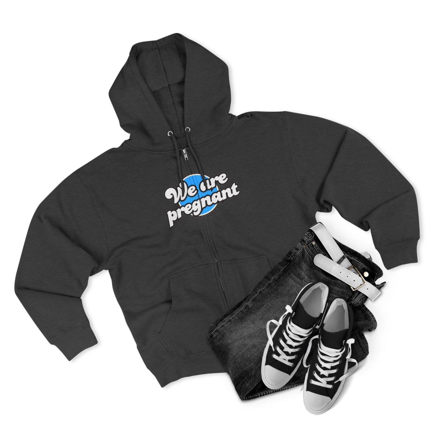 Unisex Zip Hoodie for Expecting Parents, We Are Pregnant Sweatshirt, Maternity Gift, Baby Announcement Apparel, Cozy Pregnancy Wear