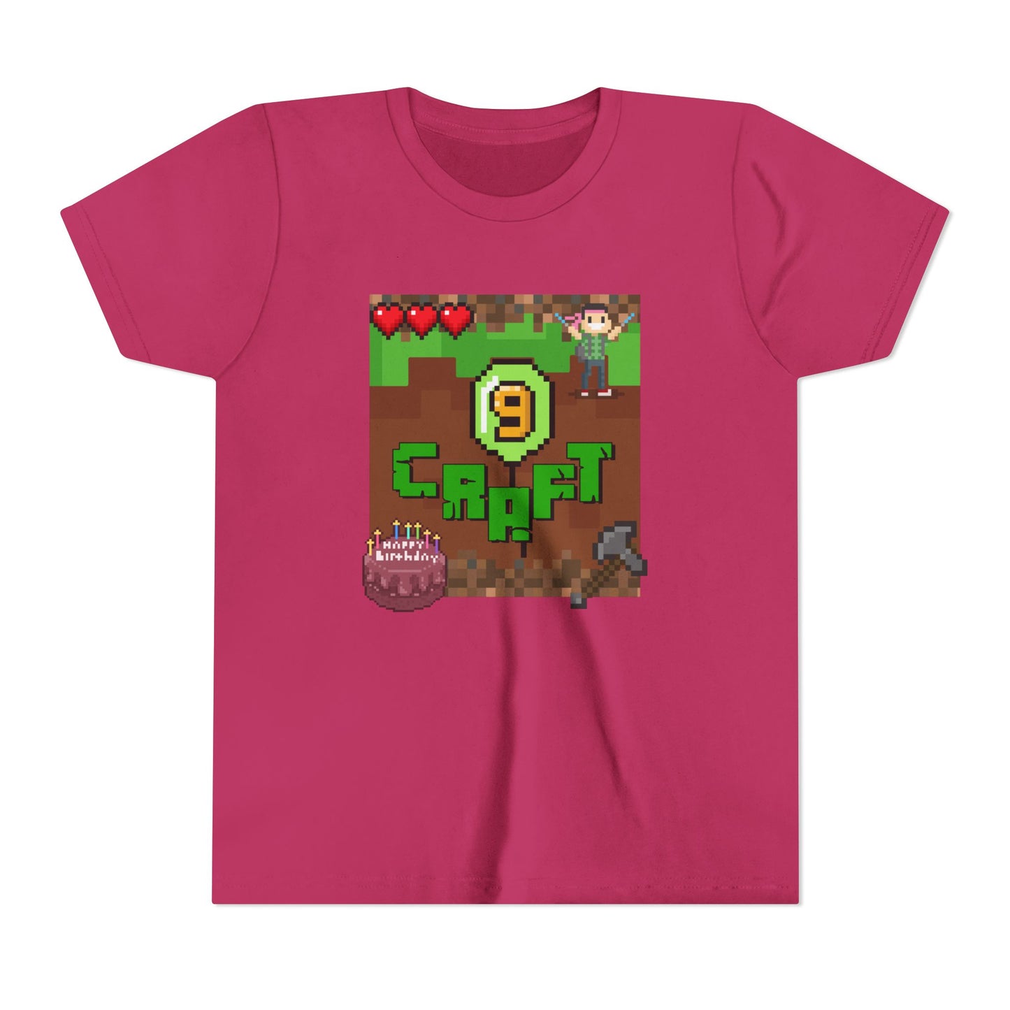 Minecraft-Style '9 Craft' Kids Tee — Birthday Gamer Shirt
