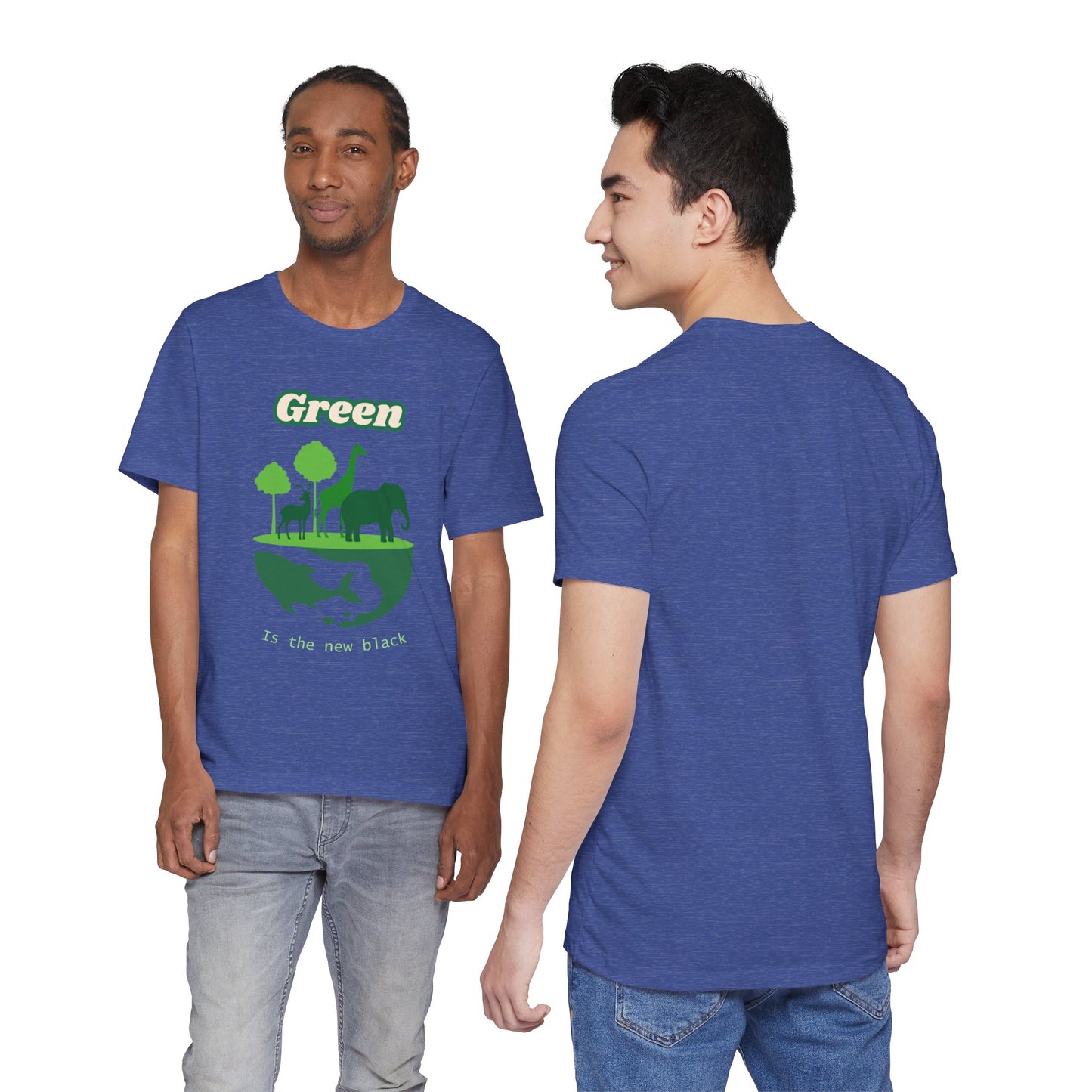 Green Mens Wildlife Conservation T-Shirt — "Green is the New Black" Eco Tee