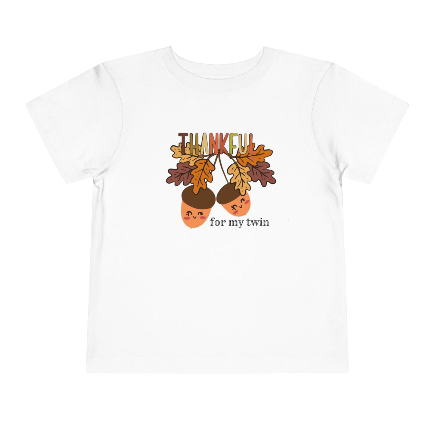 Thankful for My Twin Toddler Tee — Fall Acorn & Leaves Thanksgiving Shirt