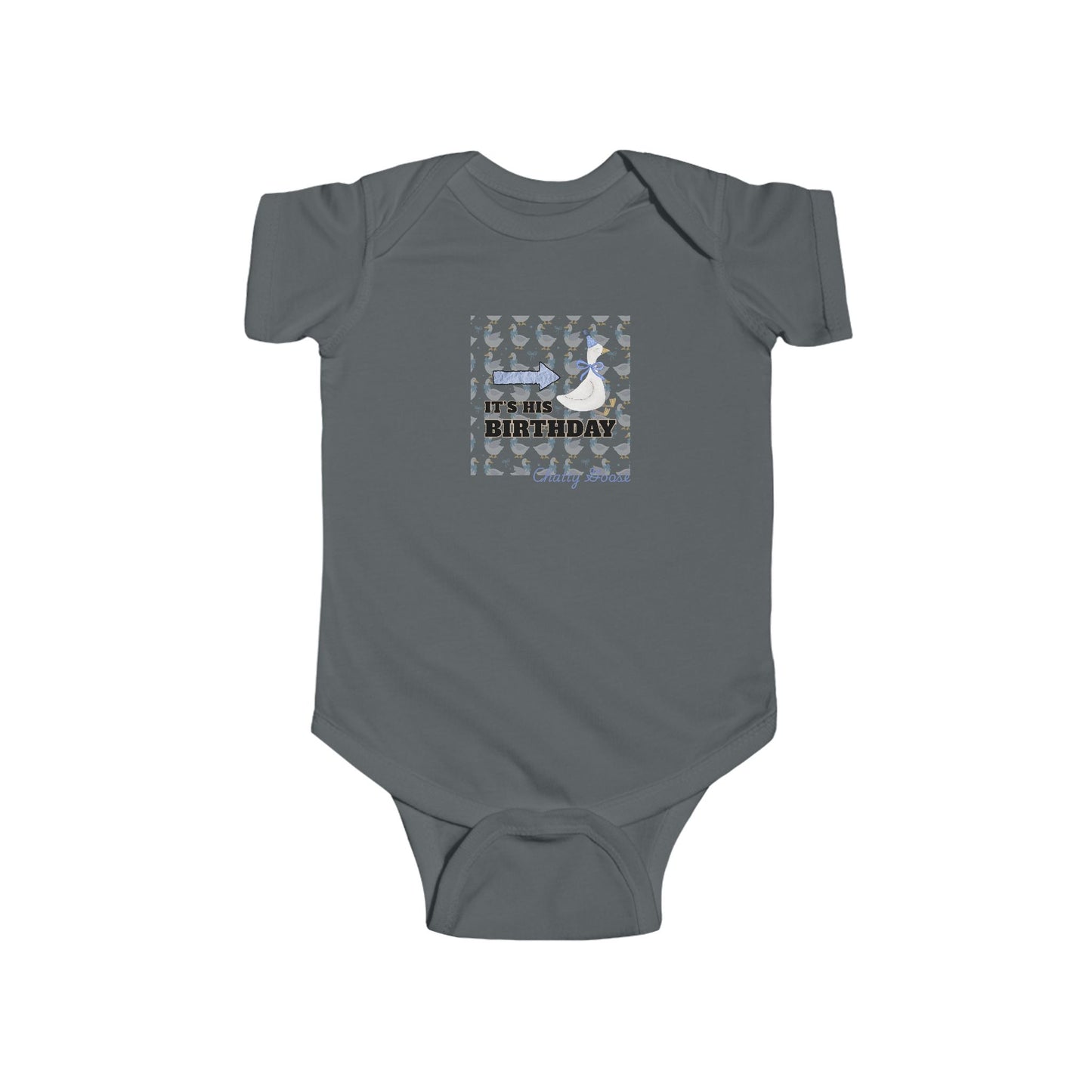 Twin boys Bodysuit — "It’s His Birthday" Chatty Goose- First Birthday Baby Onesie
