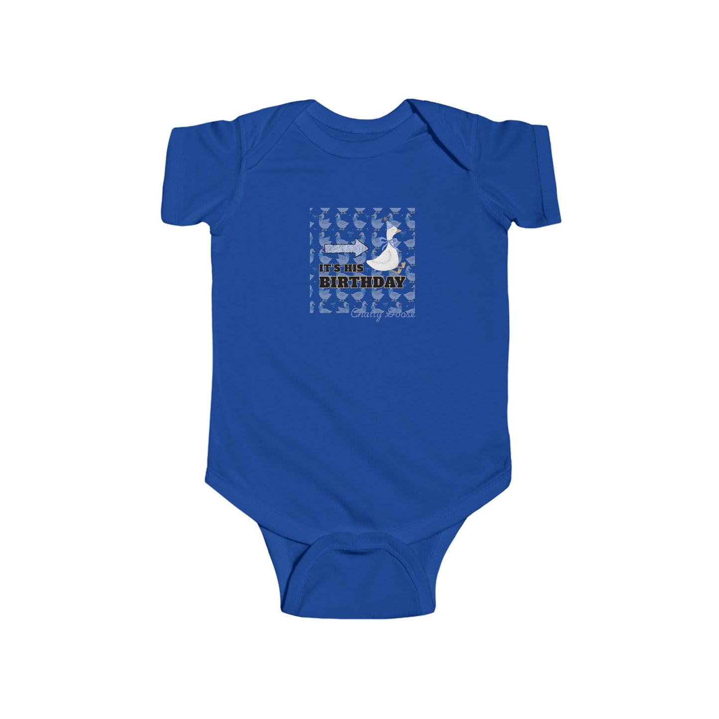 Twin boys Bodysuit — "It’s His Birthday" Chatty Goose- First Birthday Baby Onesie