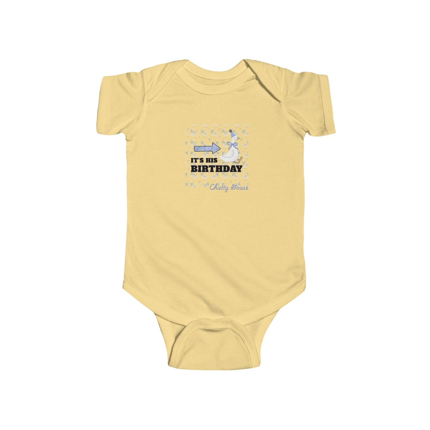 Twin boys Bodysuit — "It’s His Birthday" Chatty Goose- First Birthday Baby Onesie