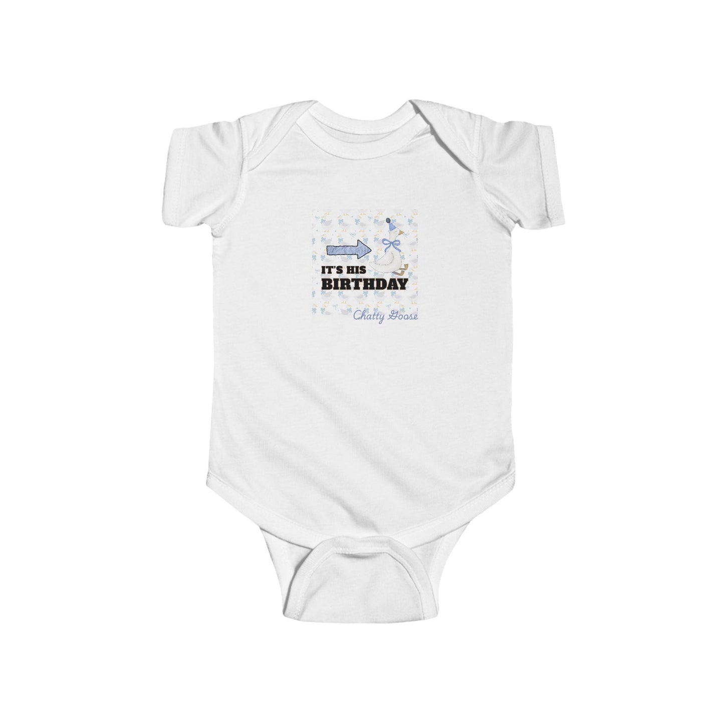 Twin boys Bodysuit — "It’s His Birthday" Chatty Goose- First Birthday Baby Onesie