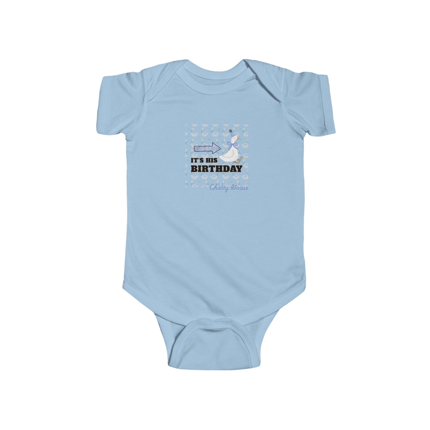 Twin boys Bodysuit — "It’s His Birthday" Chatty Goose- First Birthday Baby Onesie