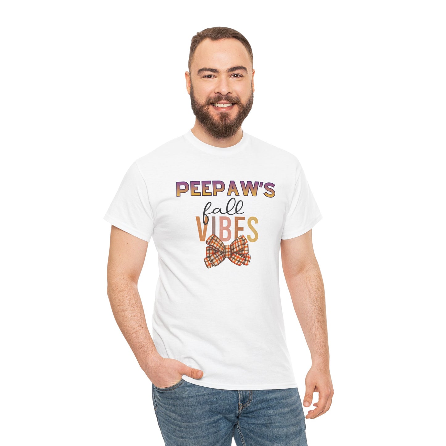 Pepaw's Fall Vibes T-Shirt — Grandpa Autumn Plaid Bow Tee
