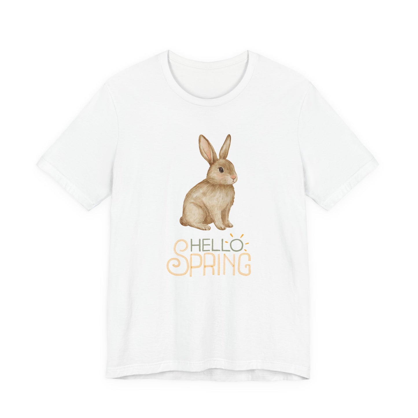 Hello Spring Bunny T-Shirt — Cute Watercolor Rabbit Spring Tee