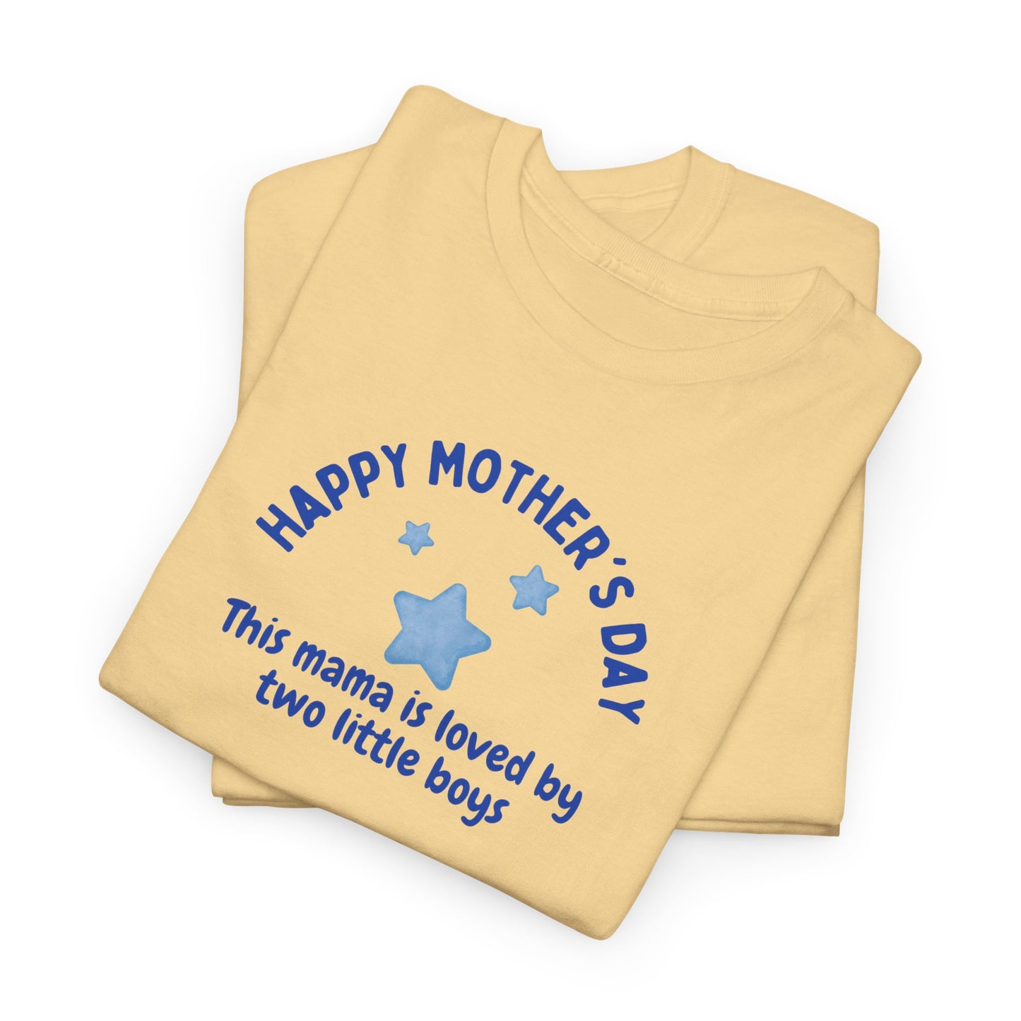 "This Mama is loved by two little boys-Happy Mother's Day" Cotton T-Shirt - Perfect Gift for Twin Moms