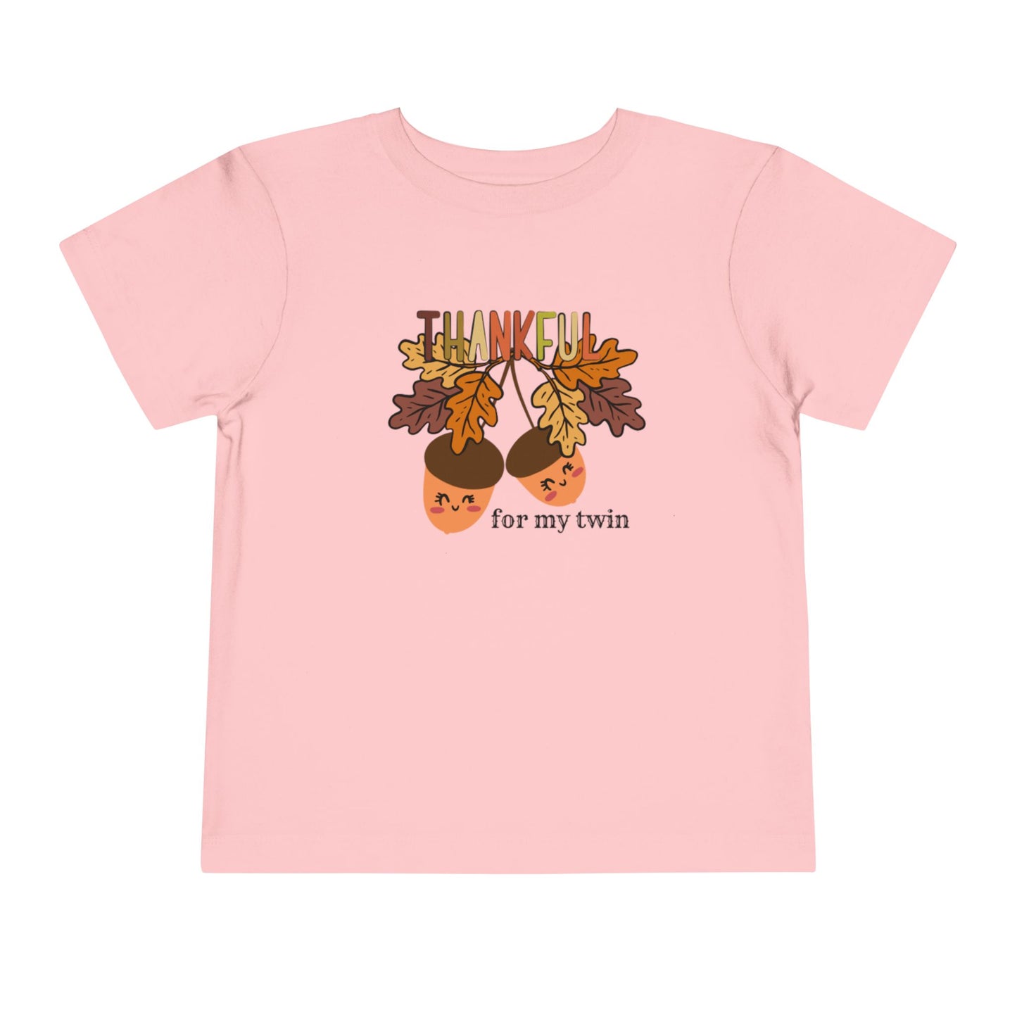 Thankful for My Twin Toddler Tee — Fall Acorn & Leaves Thanksgiving Shirt