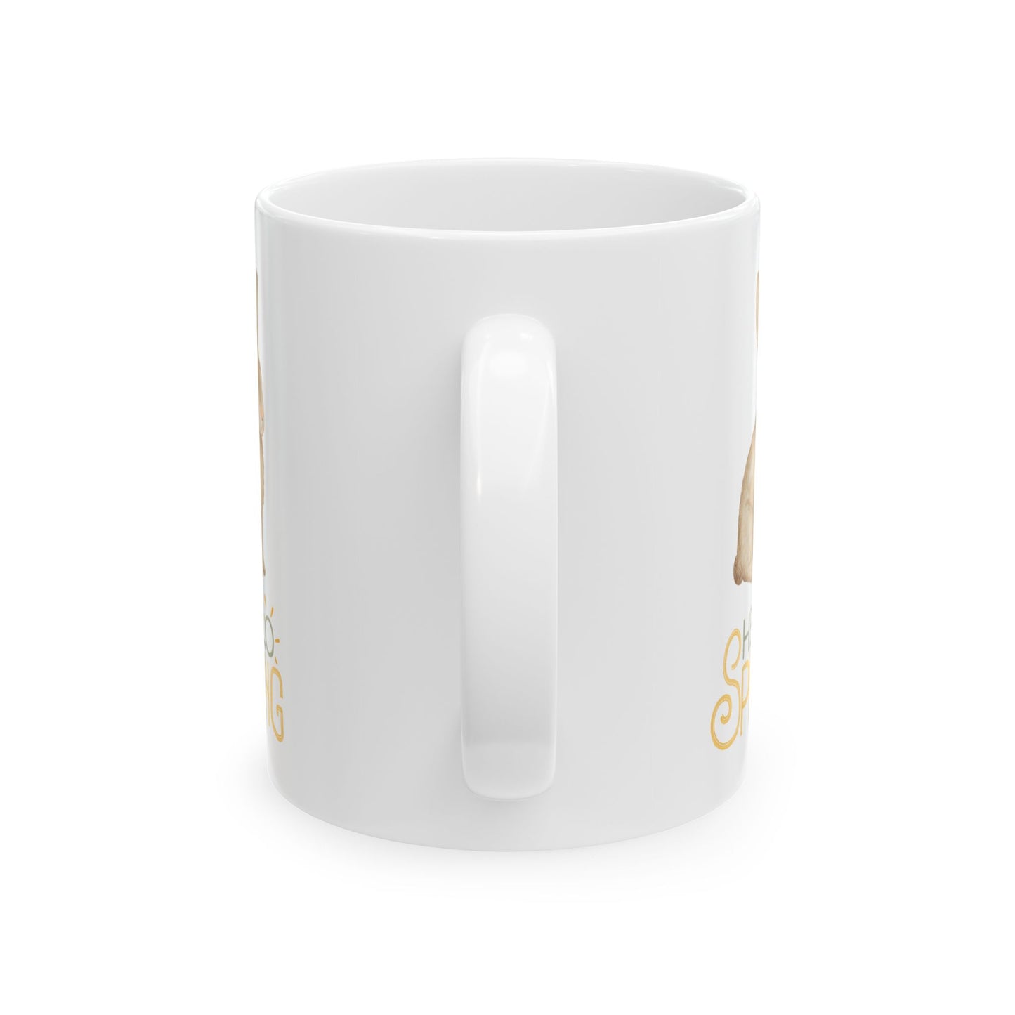 Hello Spring Bunny Ceramic Mug — Cute Watercolor Rabbit Coffee Cup