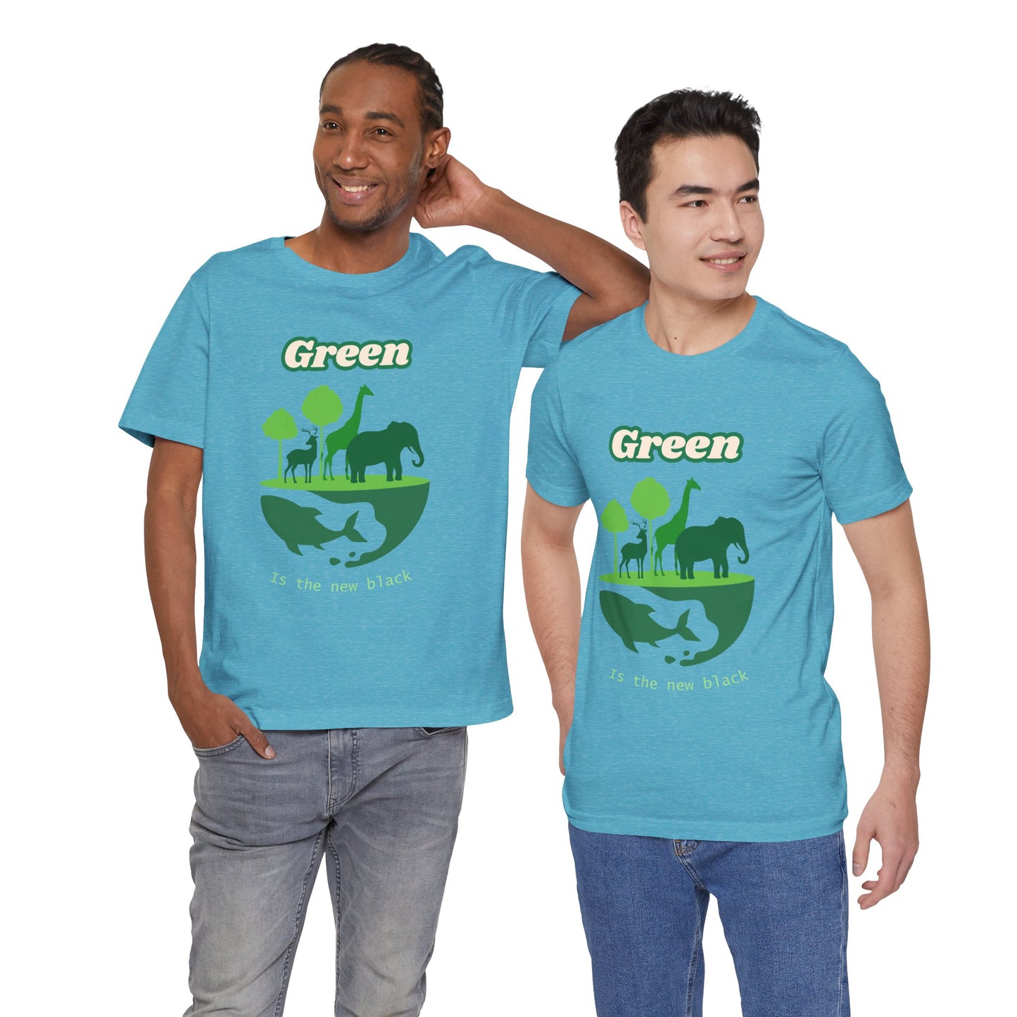 Green Mens Wildlife Conservation T-Shirt — "Green is the New Black" Eco Tee