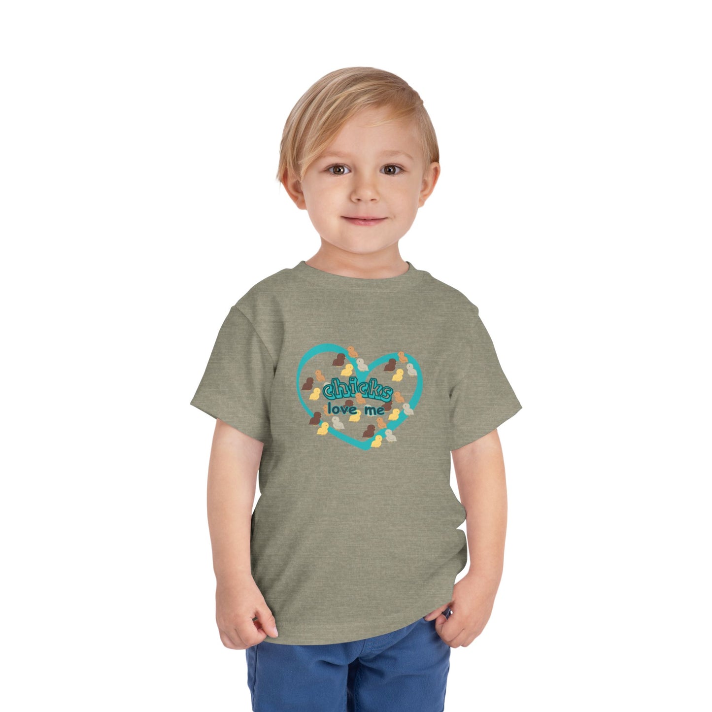 Toddler Easter Tee — "Chicks Love Me" Joke Heart Chick Pattern Shirt for boys