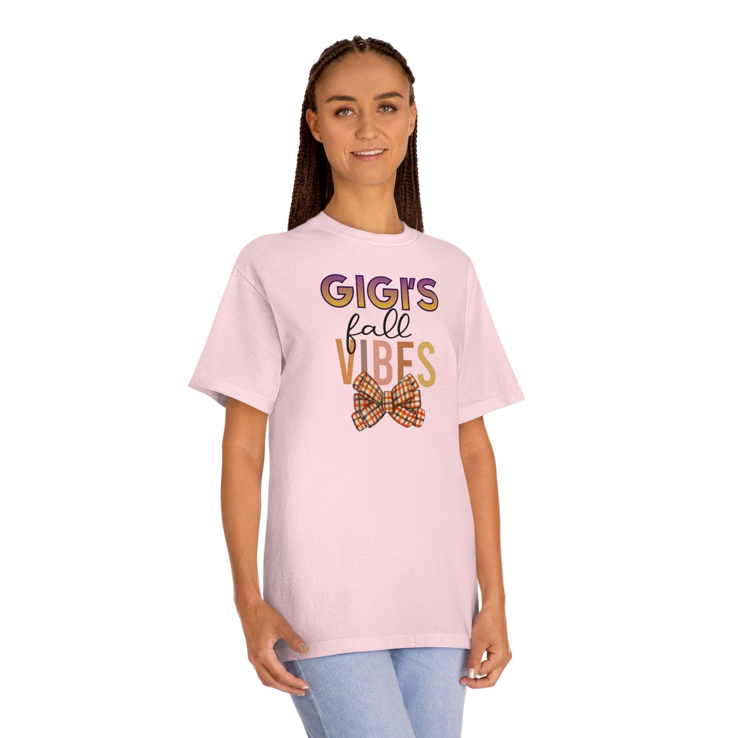 Gigi's Fall Vibes Tee — Plaid Bow Grandma Autumn Shirt