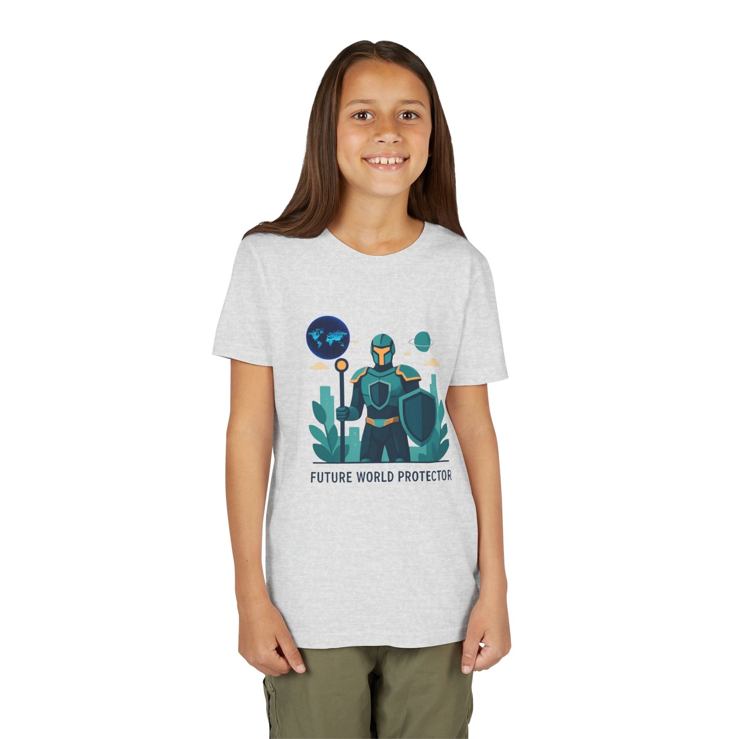 Youth Tee — "Future World Protector" Space Knight Graphic Shirt