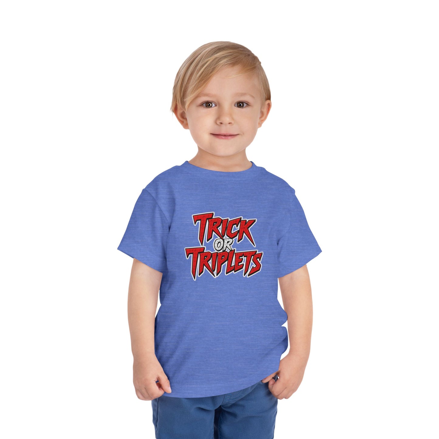 Triplet Toddler - Spiderman Shirt — "Trick or Triplets" Halloween Graphic (2 to 5 years old)