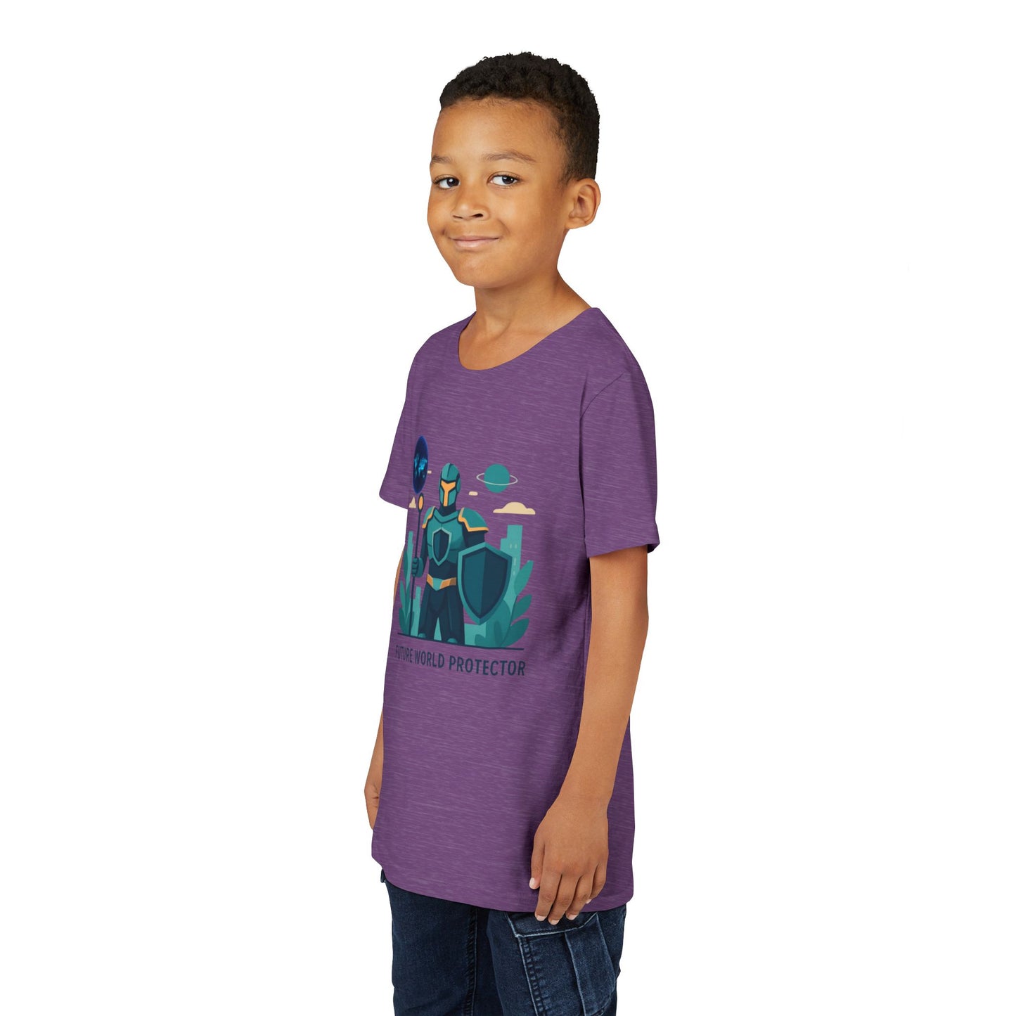 Youth Tee — "Future World Protector" Space Knight Graphic Shirt