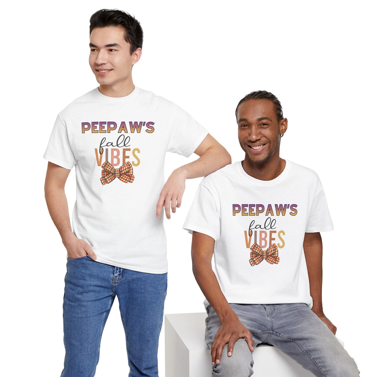 Pepaw's Fall Vibes T-Shirt — Grandpa Autumn Plaid Bow Tee