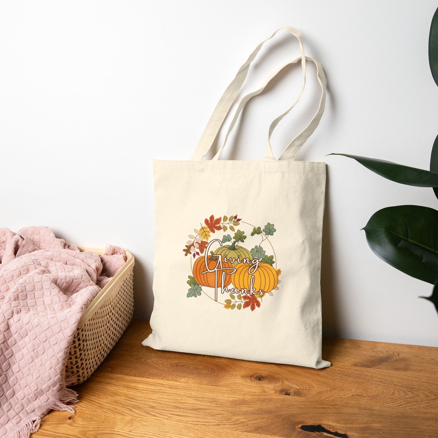 Giving Thanks, Harvest Vibes Cotton Canvas Tote Bag