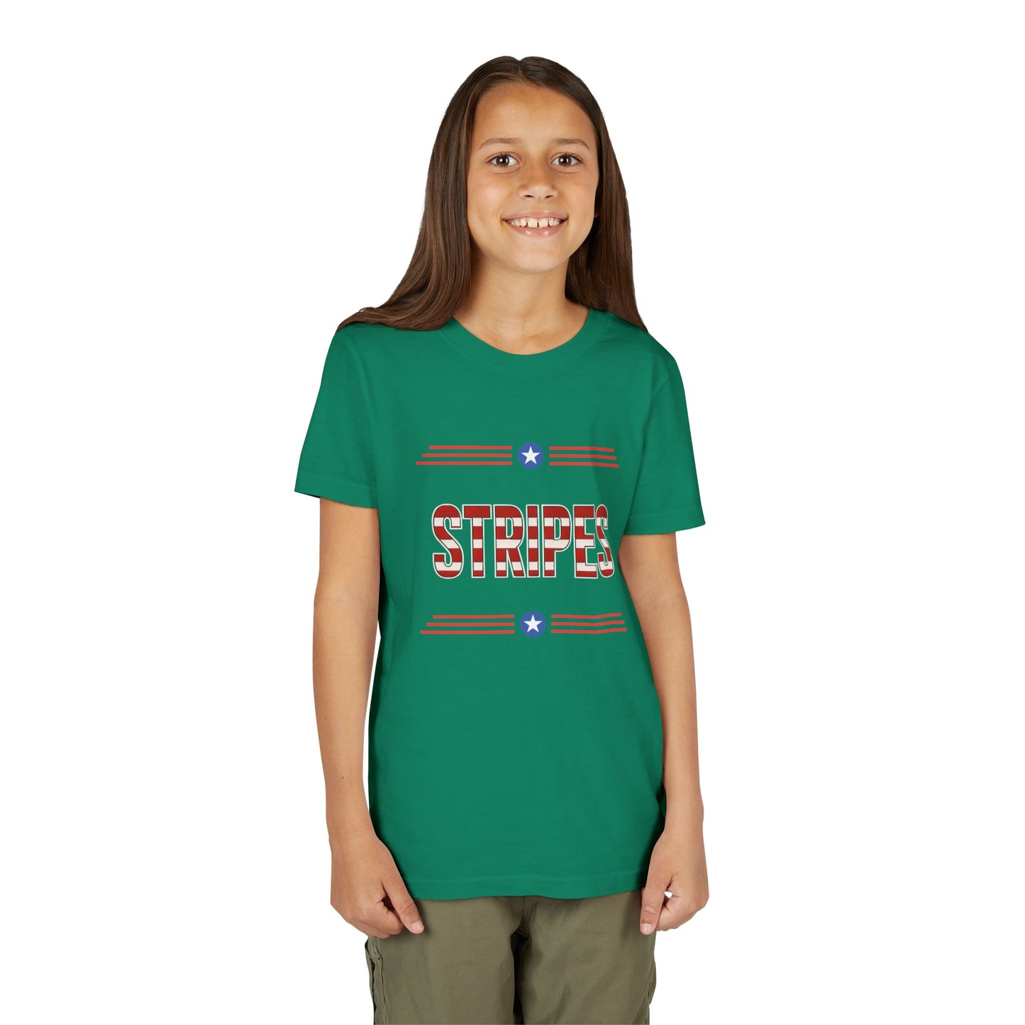 Youth Tee — "Stripes" Patriotic Kids T-Shirt (Red, White & Blue)