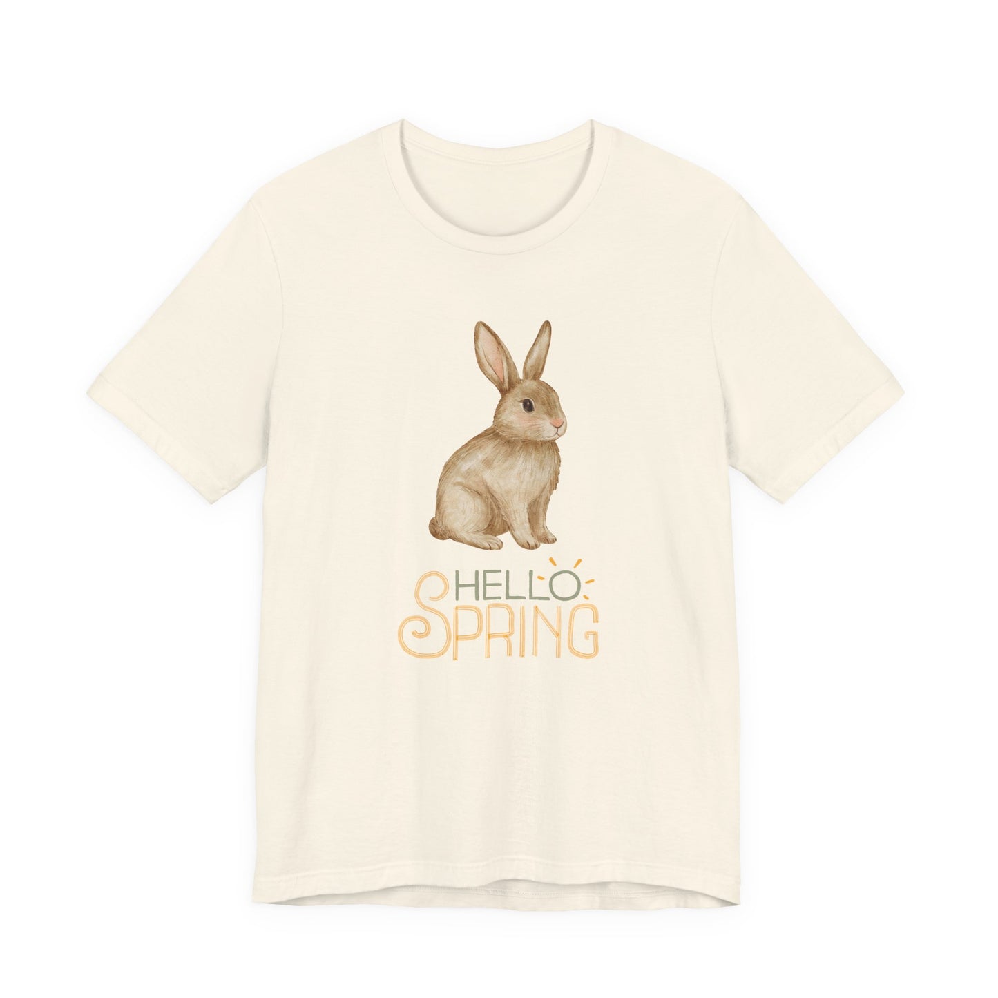 Hello Spring Bunny T-Shirt — Cute Watercolor Rabbit Spring Tee
