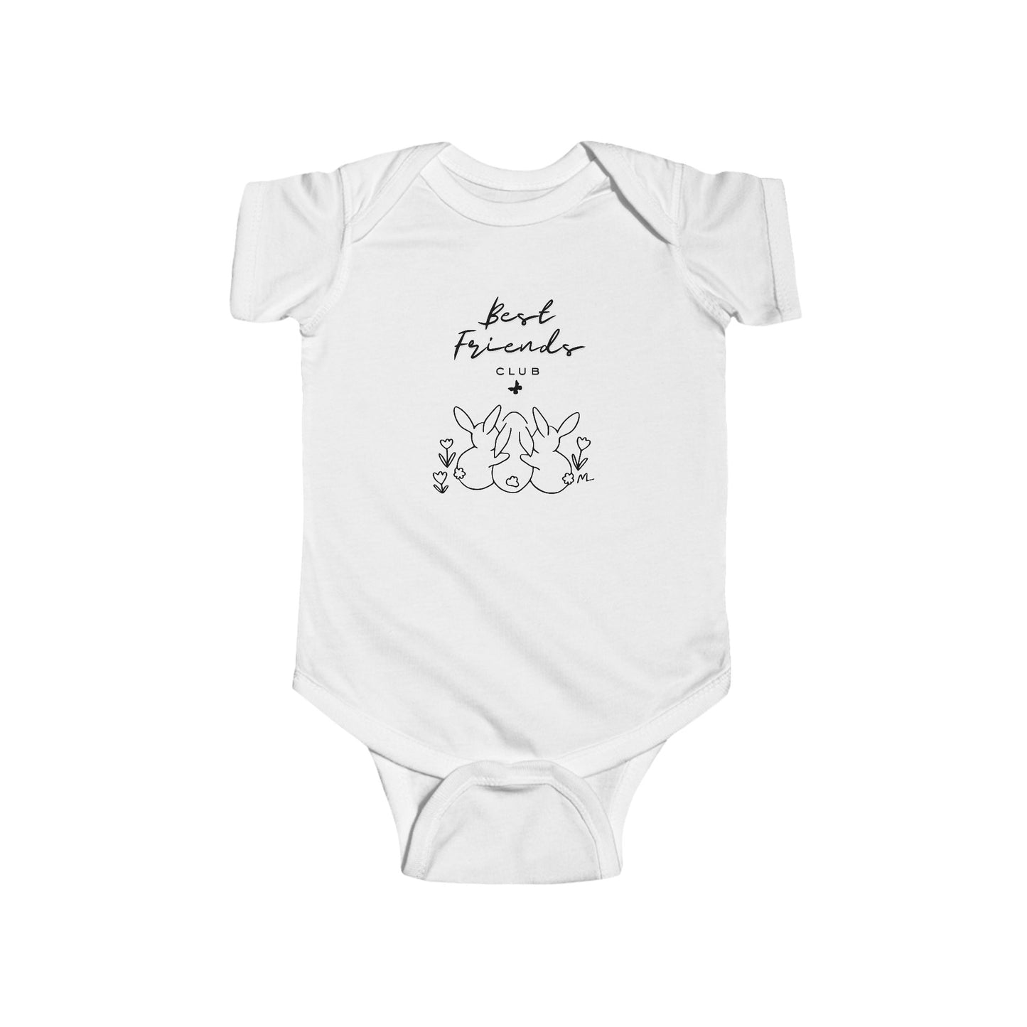 Best Friends Baby Bodysuit — Cute Bunny Line Art Onesie