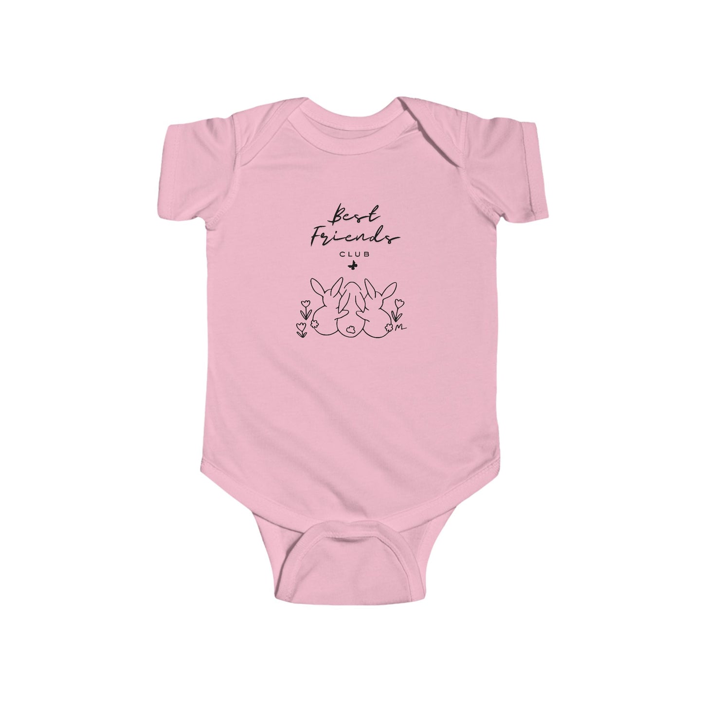 Best Friends Baby Bodysuit — Cute Bunny Line Art Onesie