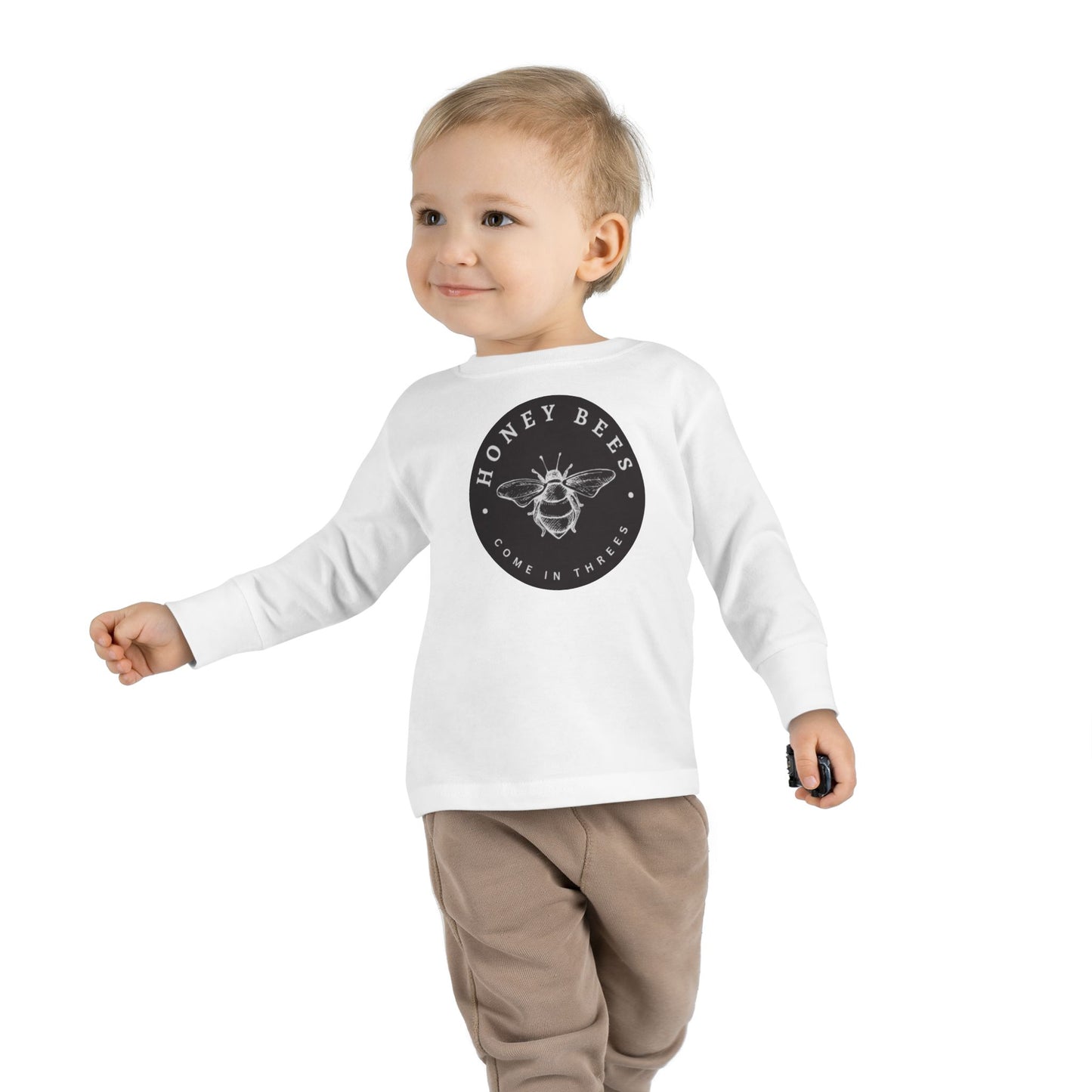 Honey Bees Come in Threes -2 -6 Years Old-Toddler Long Sleeve Tee, Toddler Gifts, Kids Apparel, Triplet Tee, Bee Lover Shirt, Matching Baby Outfit