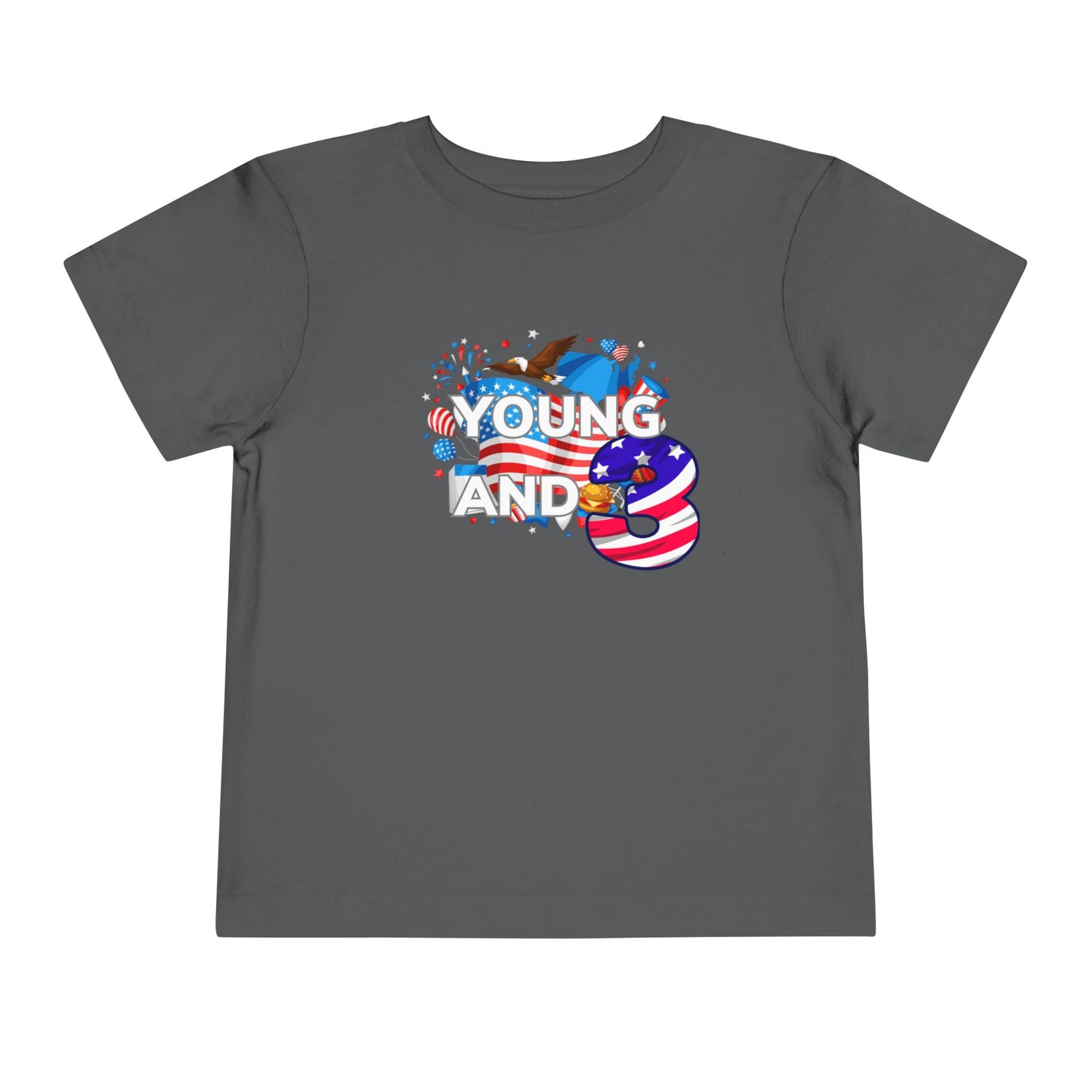 3rd Birthday- "Young and Free" USA Toddler Tee – Cute Kids' Unisex Shirt with Patriotic Design