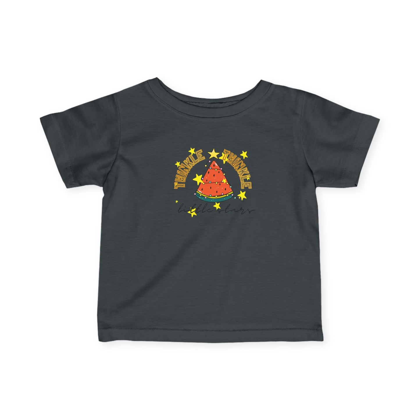 Twinkle, Twinkle, Little Stars- Watermelon Christmas Tree Baby T‑Shirt